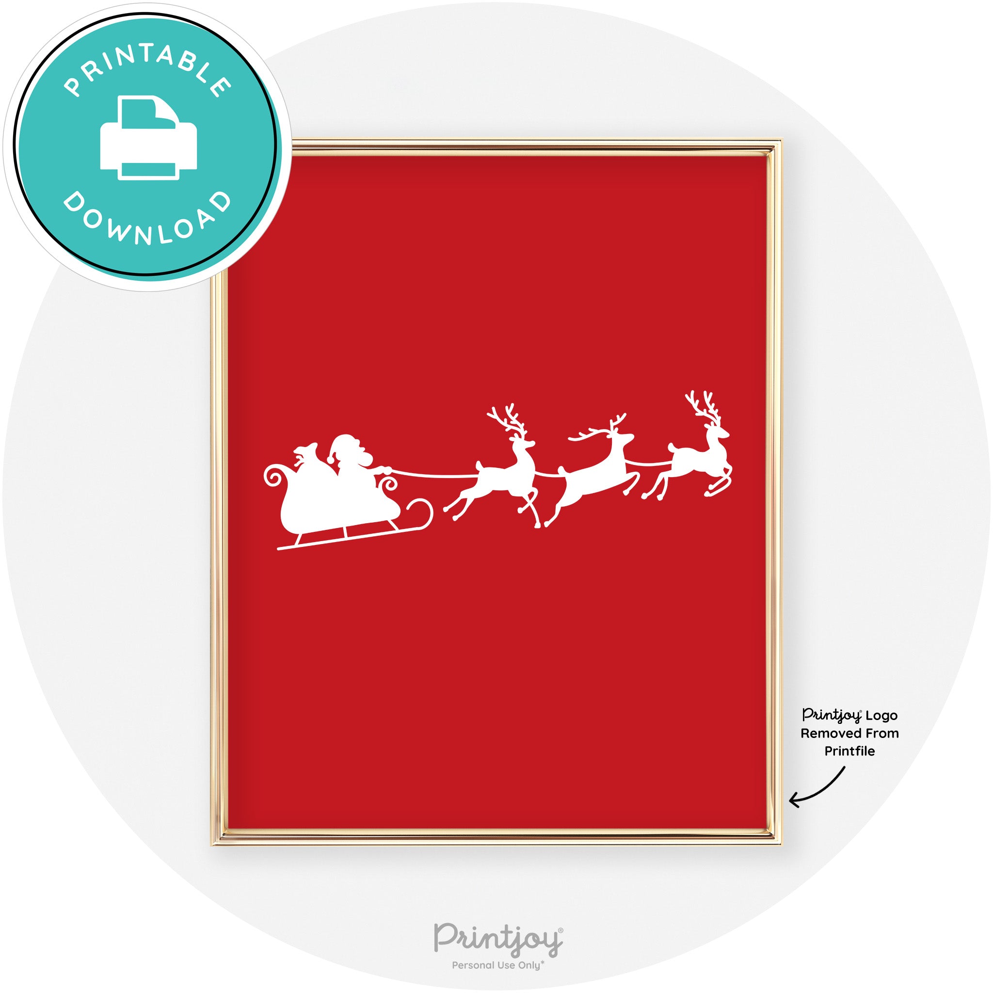 Santa Sleigh Reindeer Silhouette Cute Chic Wall Art Free Printable
