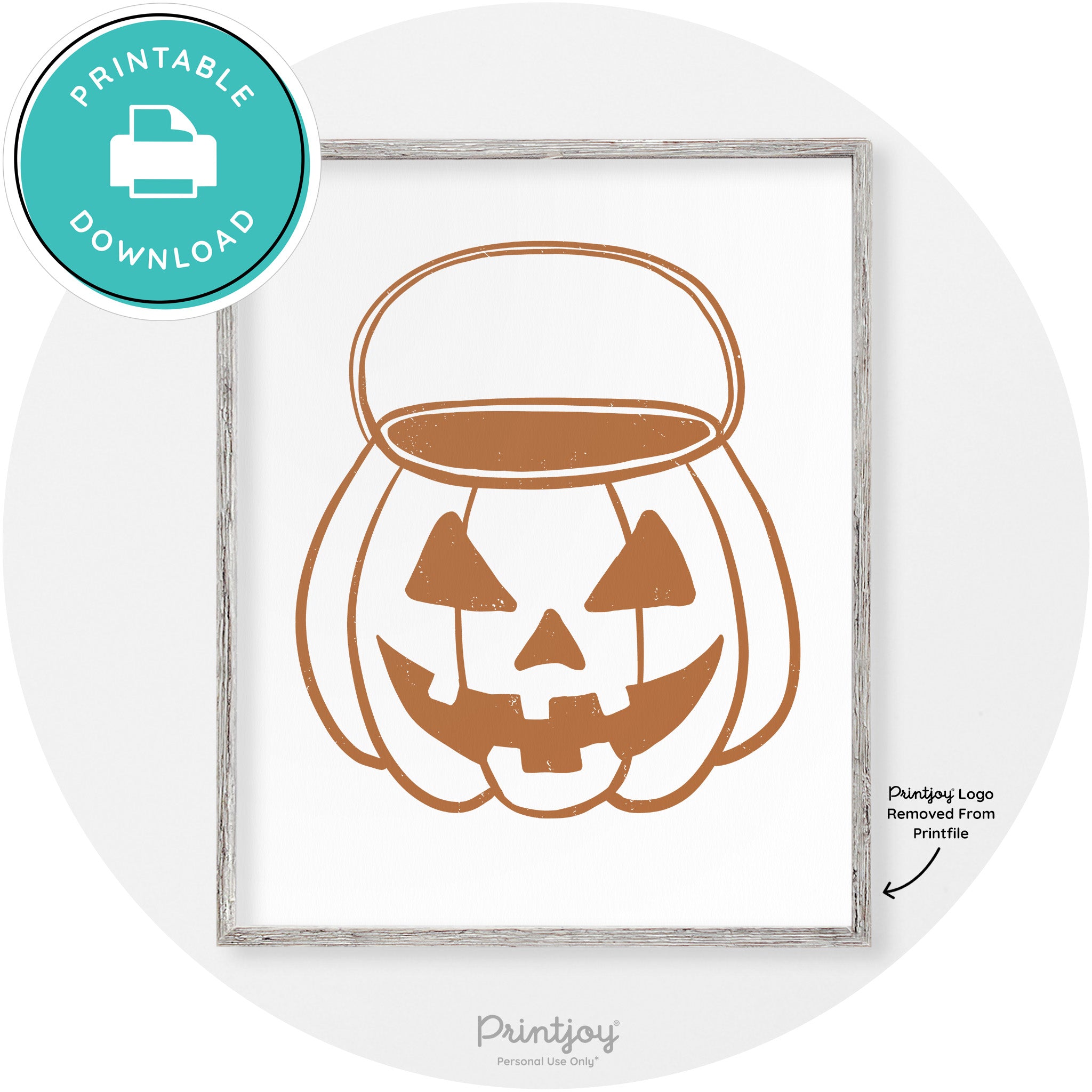 Jack O Lantern Treat Bucket Vintage Halloween Wall Art Free Printable - Printjoy