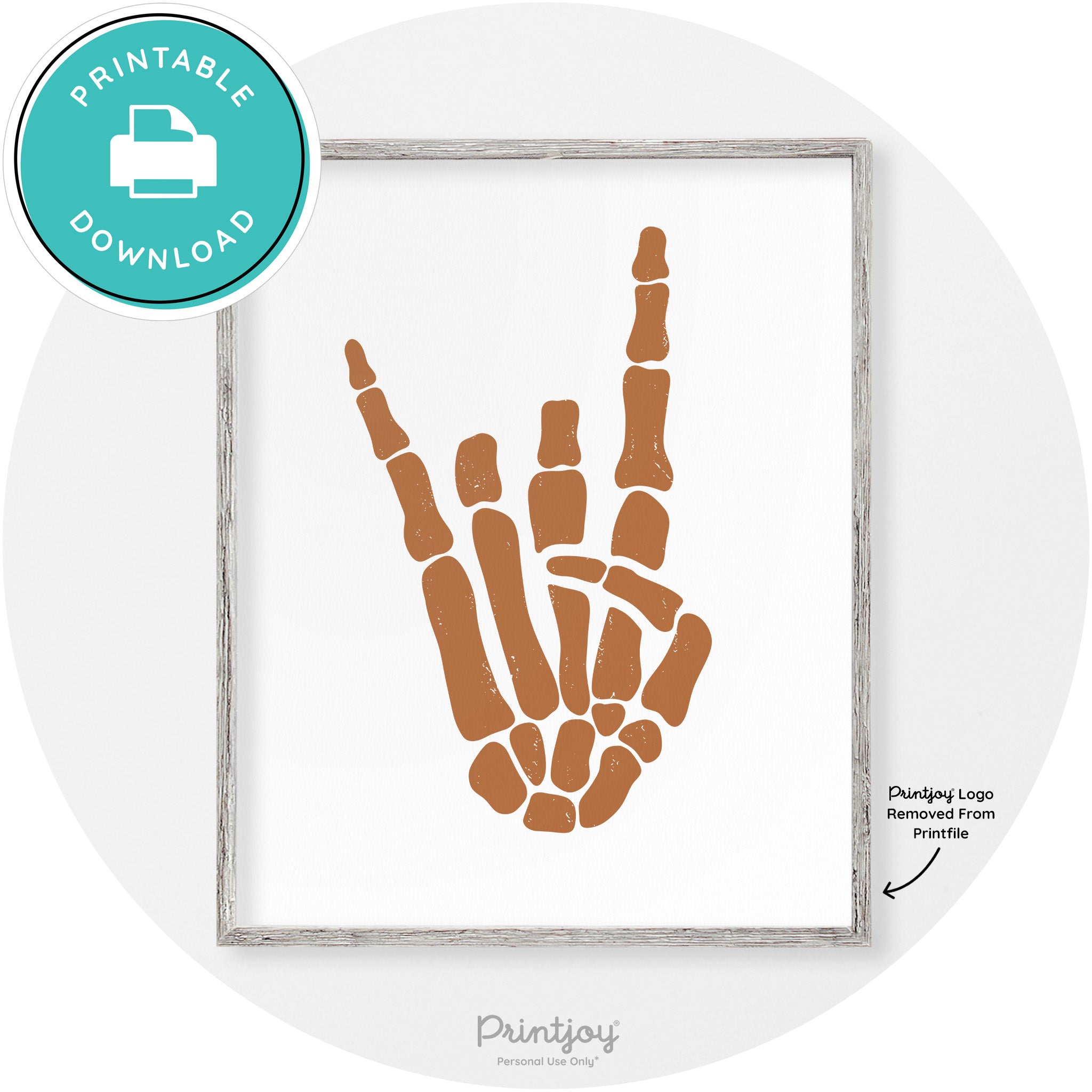 Skeleton Rock On Hand Bones Vintage Halloween Wall Art Free Printable - Printjoy