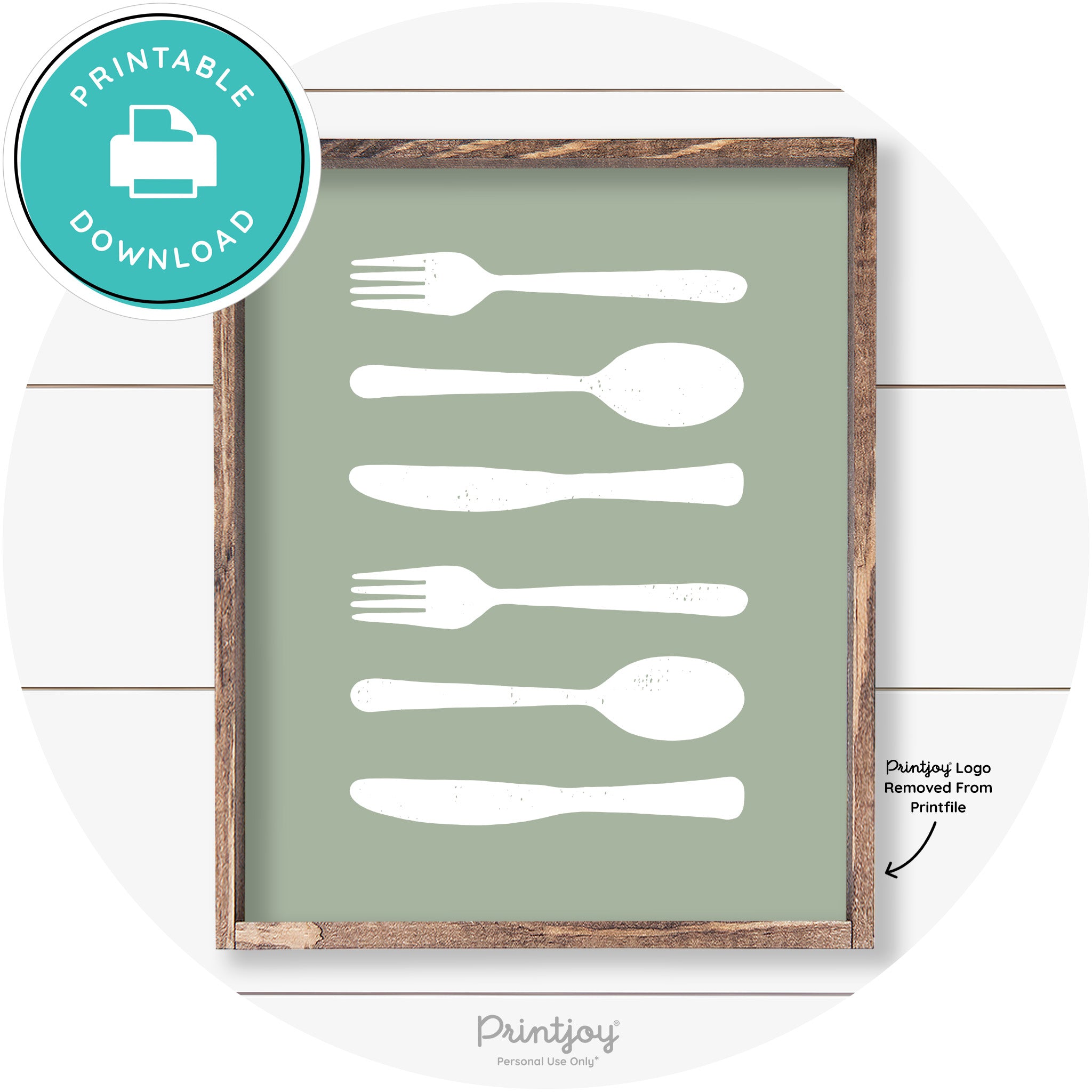 Fork Spoon Knife Pattern Farmhouse Kitchen Wall Art Free Printable