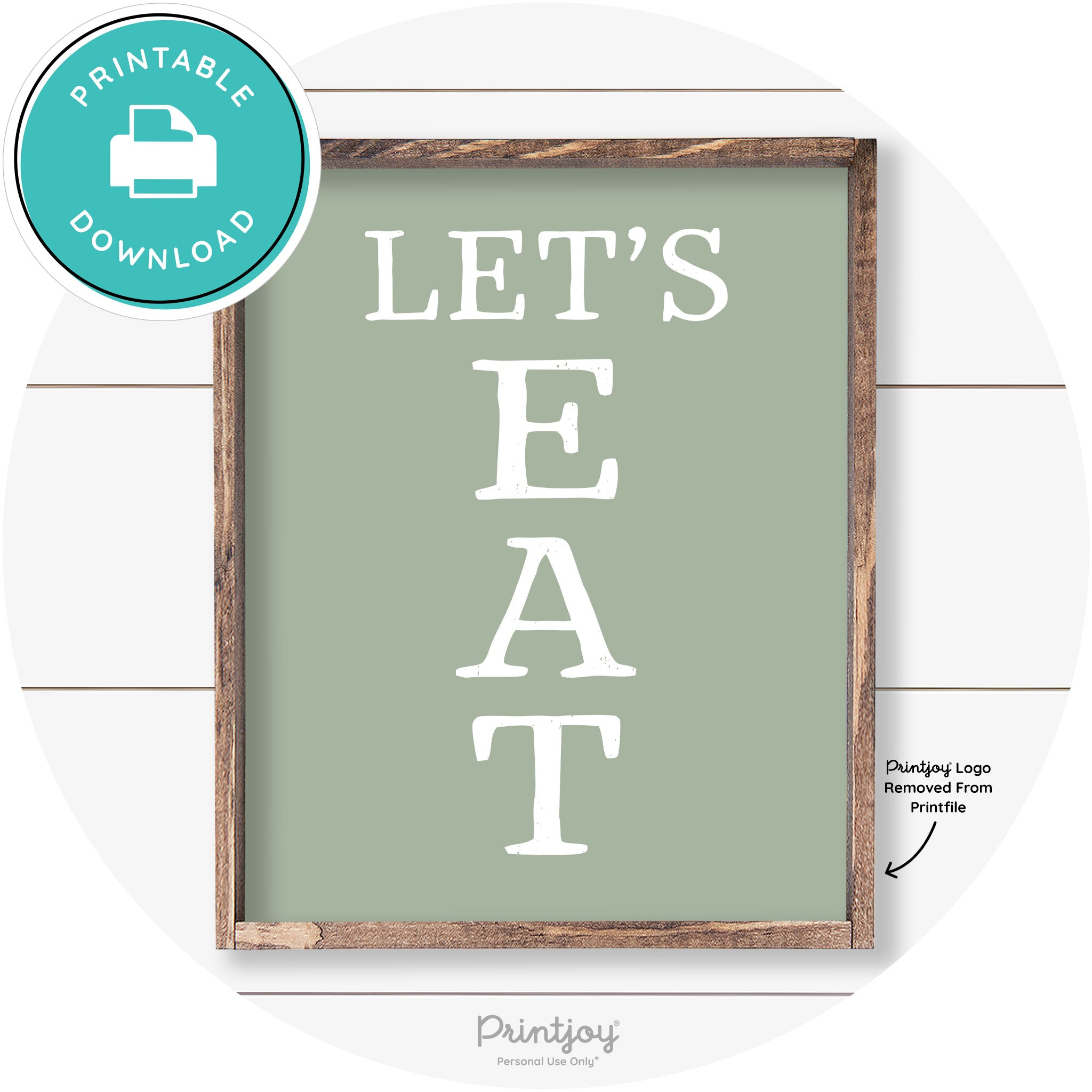 Let's Eat Kitchen Sign Rustic Farmhouse Wall Art Decor Free Printable