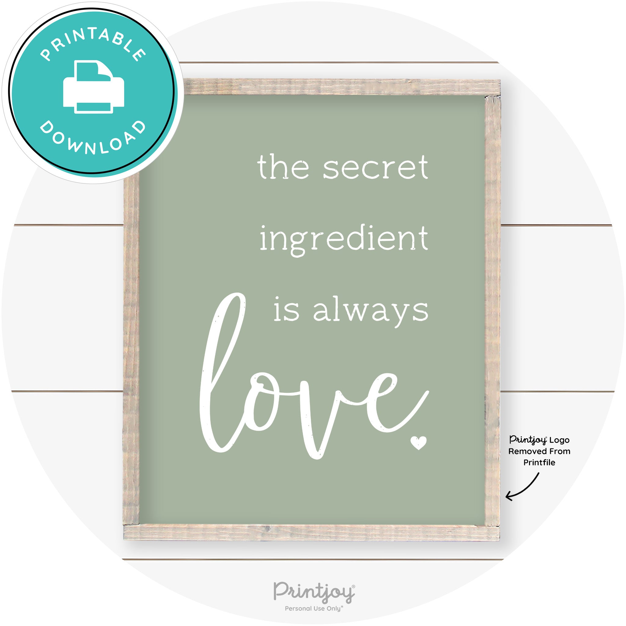 Secret Ingredient Is Love Farmhouse Kitchen Wall Art Free Printable