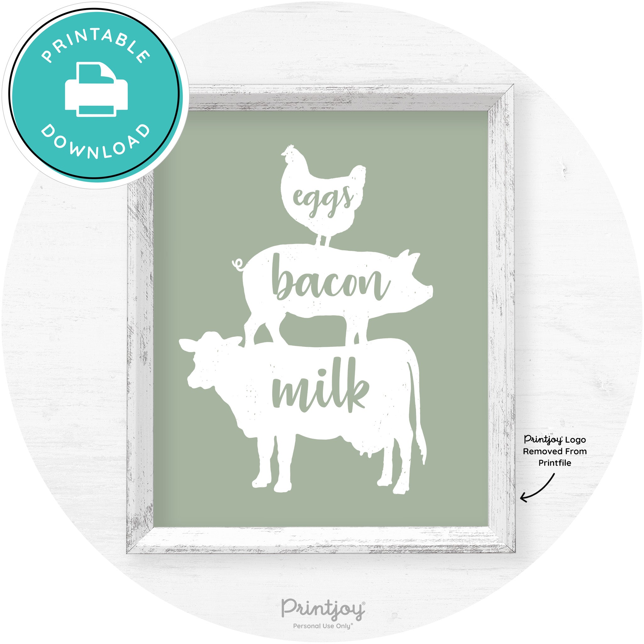 Stacked Farm Animals Eggs Bacon Milk Farmhouse Art Free Printable