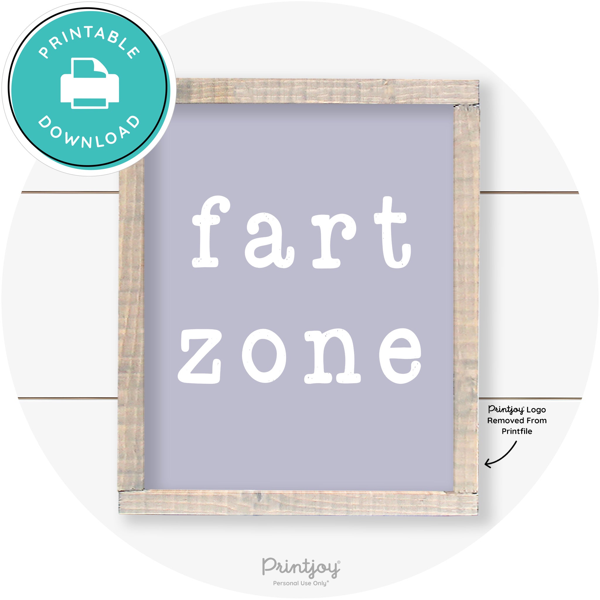 Fart Zone Funny Farmhouse Bathroom Wall Art Decor Free Printable