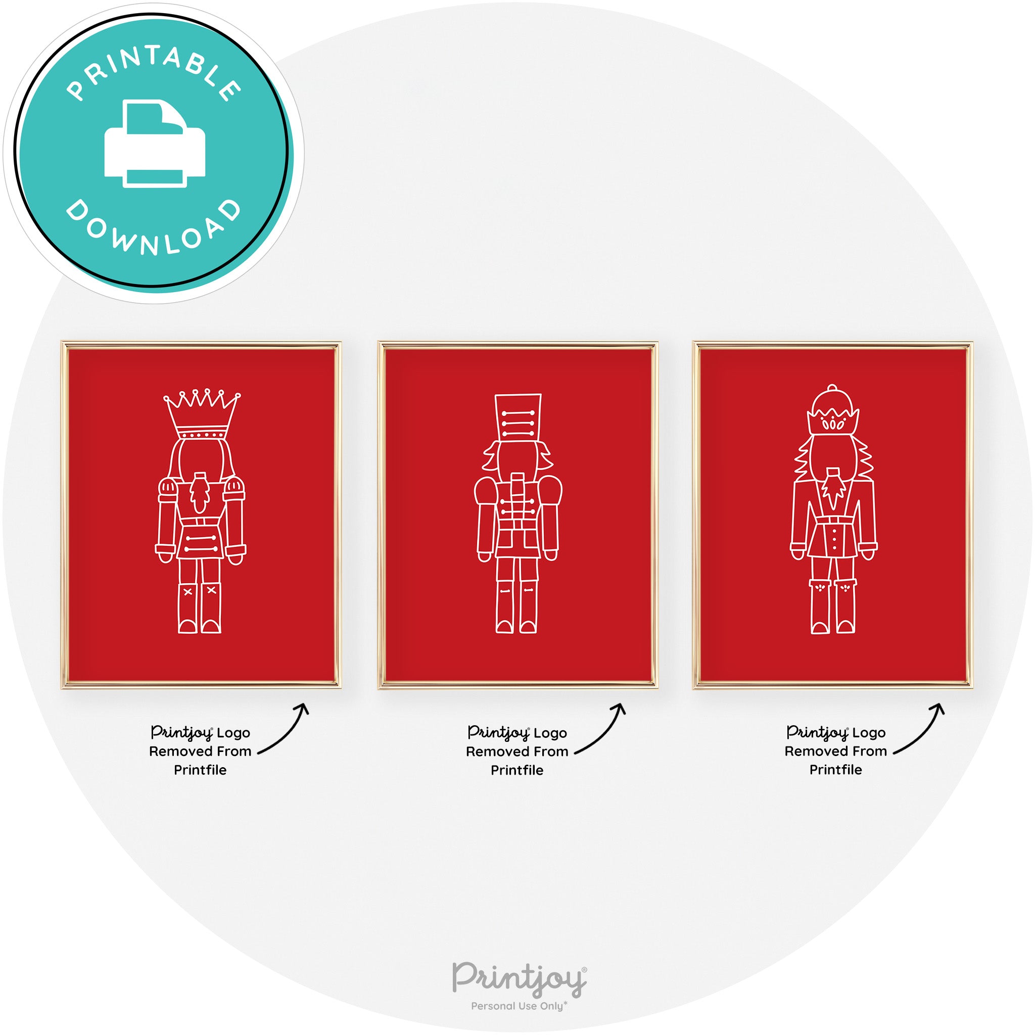 Nutcracker Line Art Set Of 3 Cute Christmas Chic Wall Art Free Printable