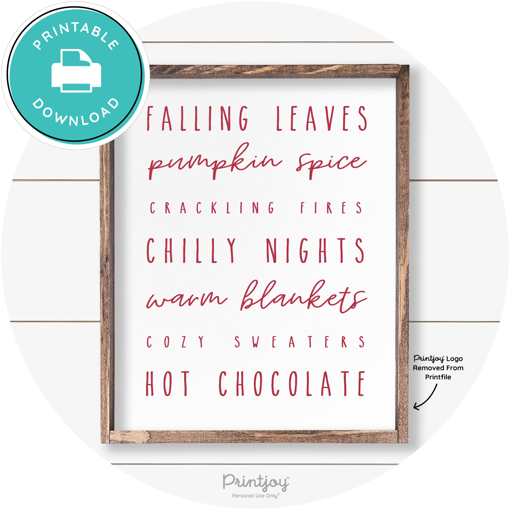 Fall Favorite Things Cute Farmhouse Autumn Wall Art Free Printable