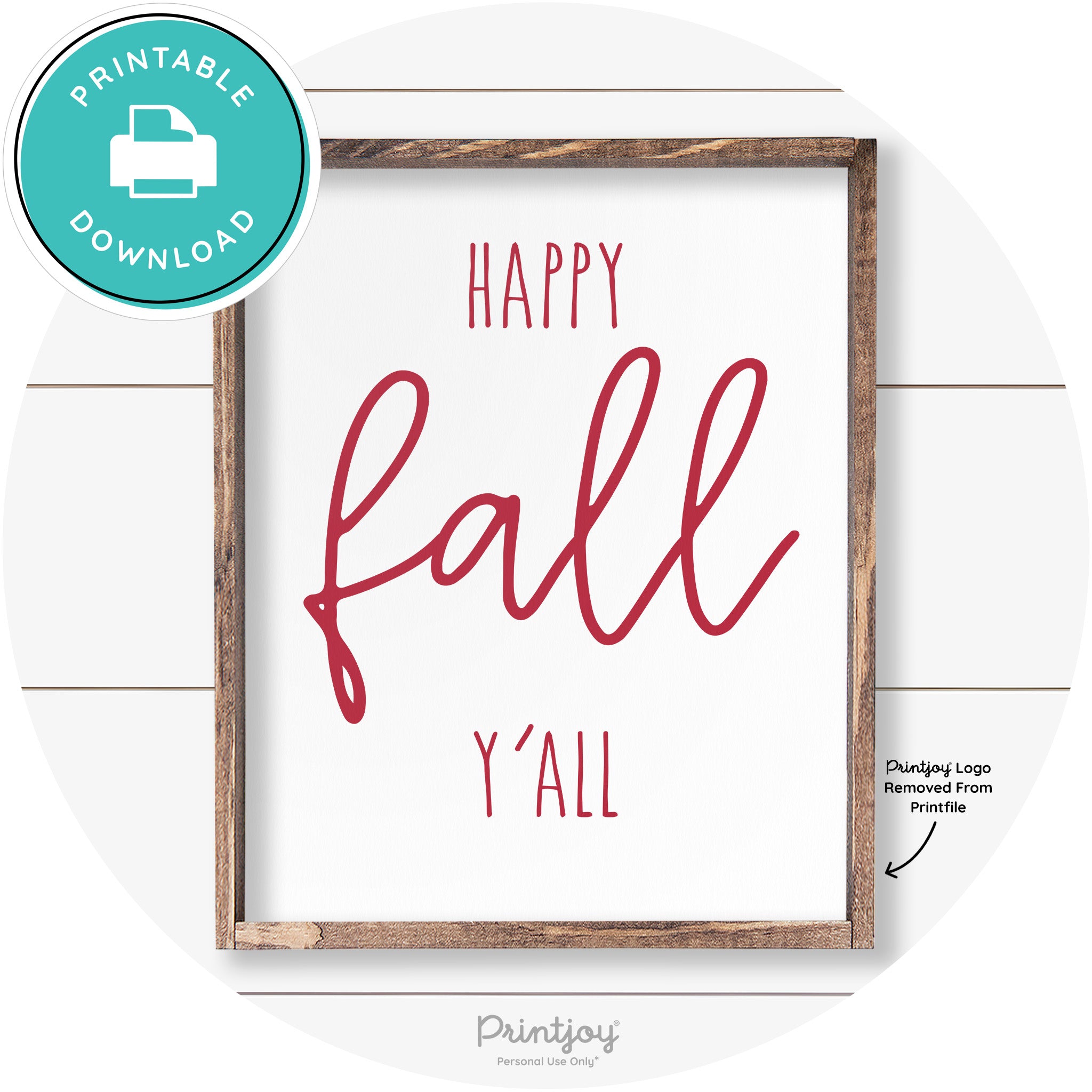 Happy Fall Y'all Cute Farmhouse Autumn Wall Art Decor Free Printable