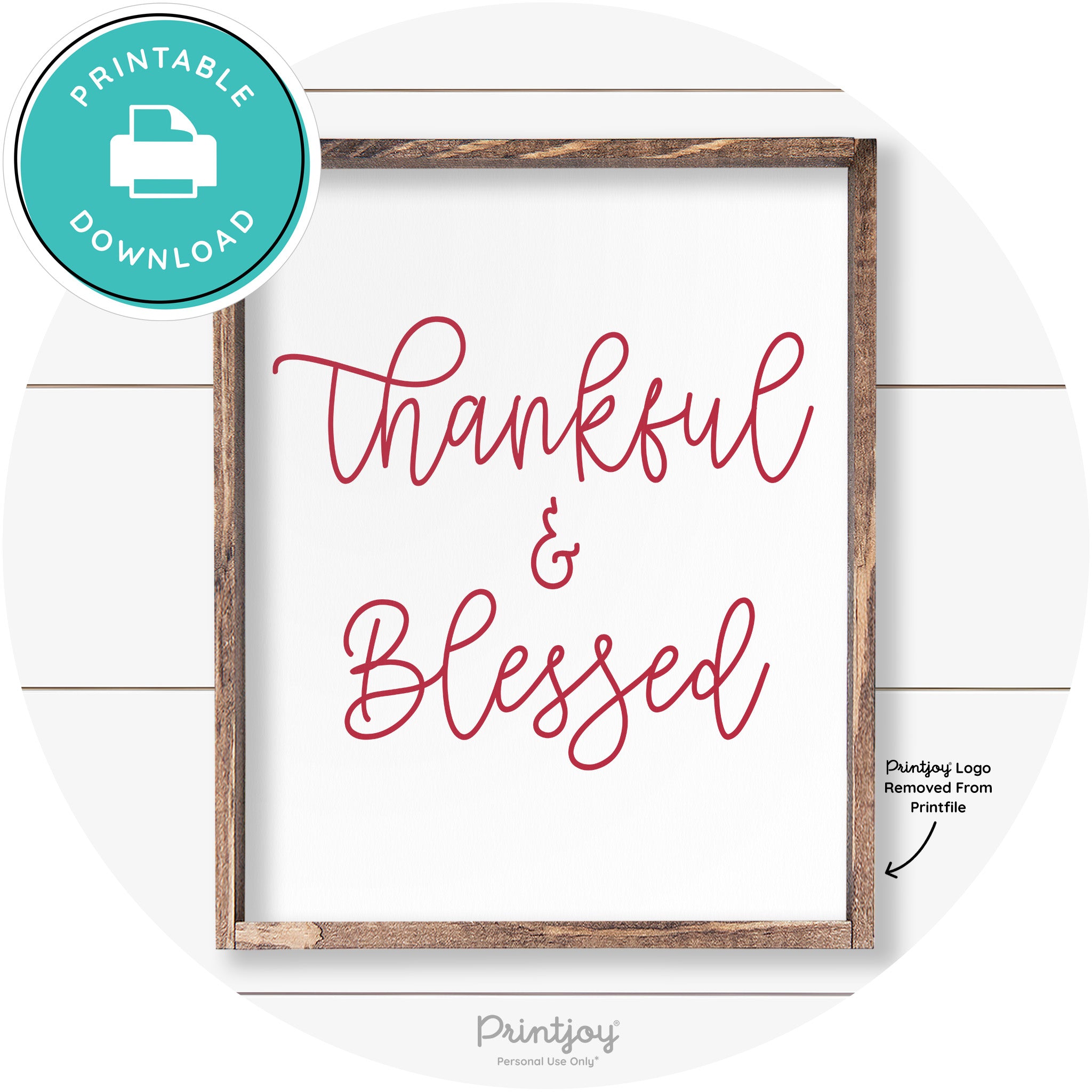 Thankful And Blessed Thanksgiving Farmhouse Wall Art Free Printable