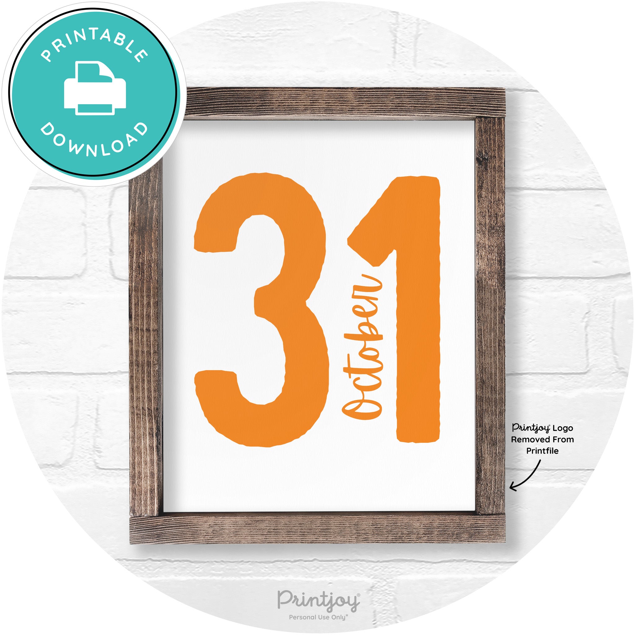 October 31 Halloween Rustic Farmhouse Wall Art Printable