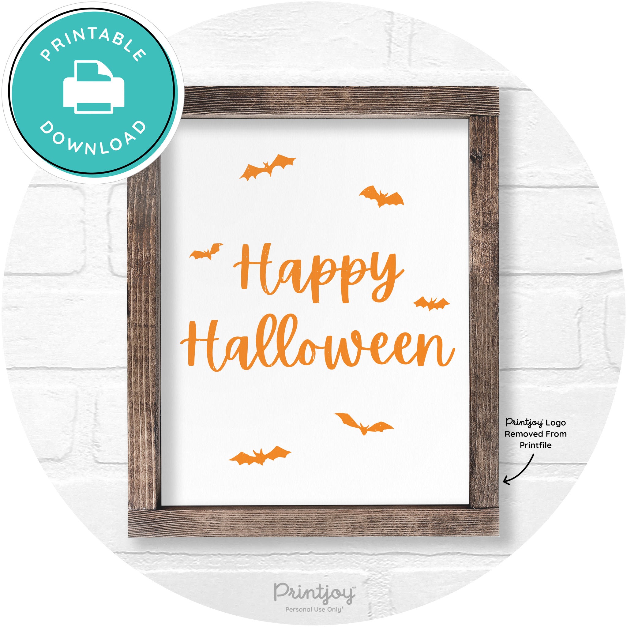 Happy Halloween Bats Rustic Farmhouse Wall Art Free Printable - Printjoy