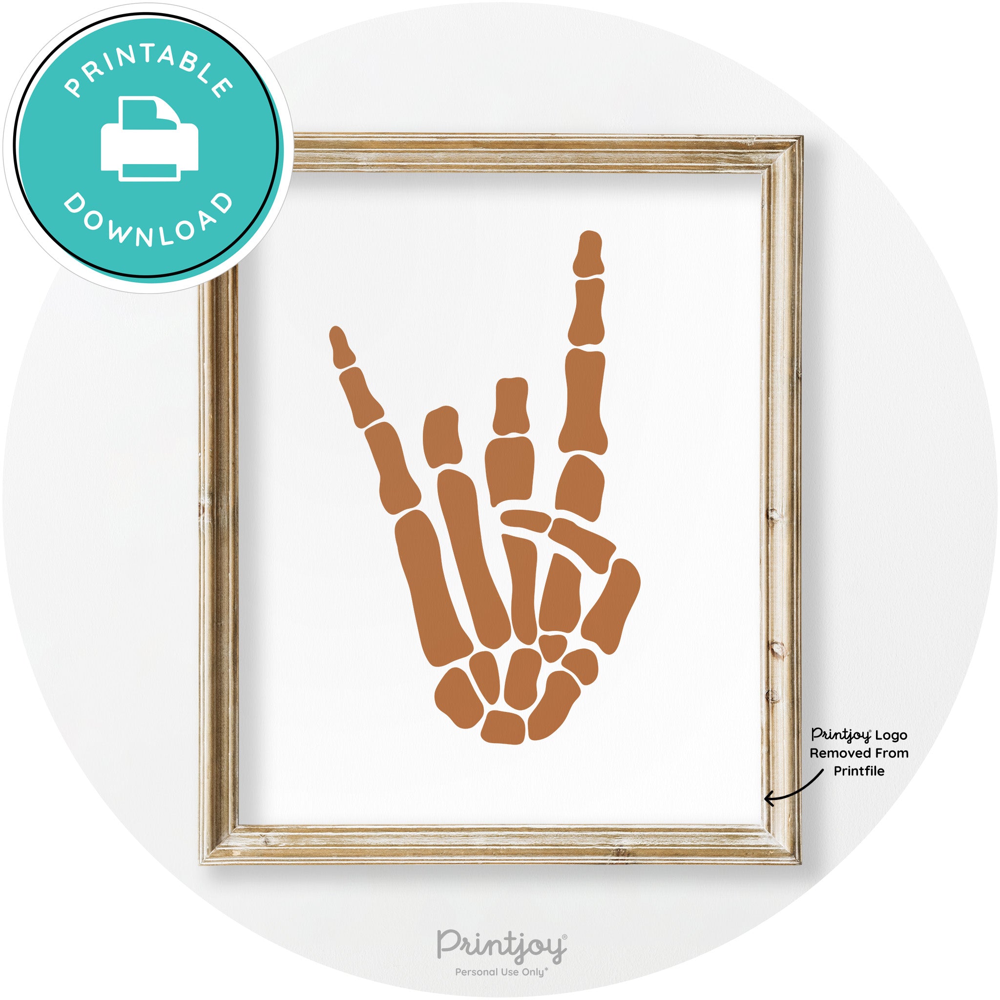 Skeleton Rock On Hand Bones Vintage Halloween Wall Art Free Printable