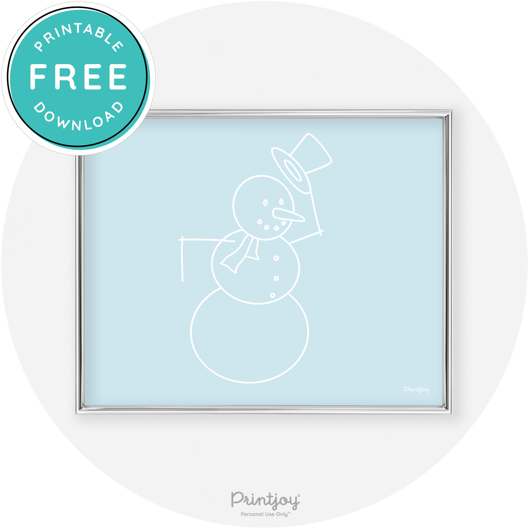 Snowman Line Art Cute Winter Modern Chic Wall Art Free Printable - Printjoy