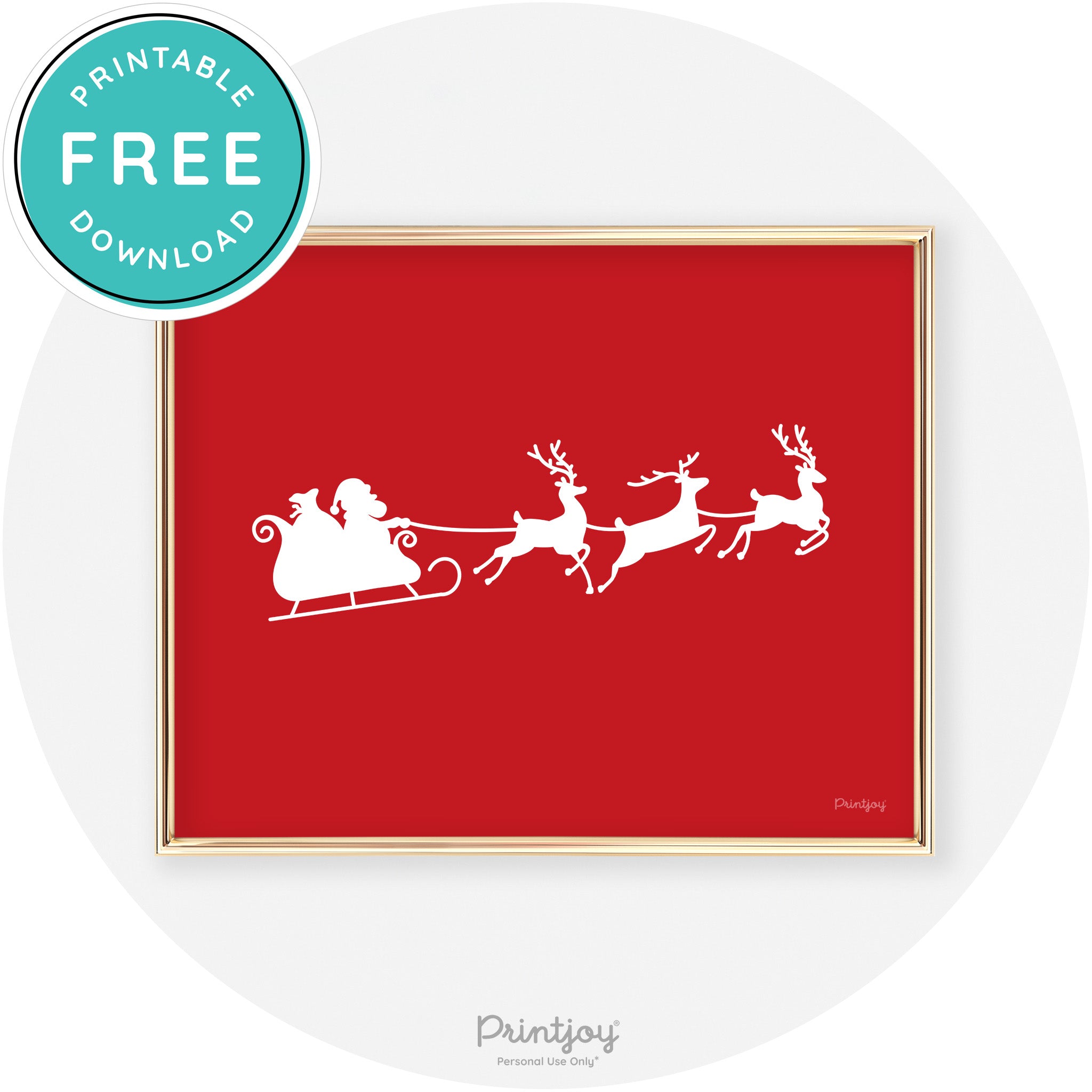 Santa Sleigh Reindeer Silhouette Cute Chic Wall Art Free Printable