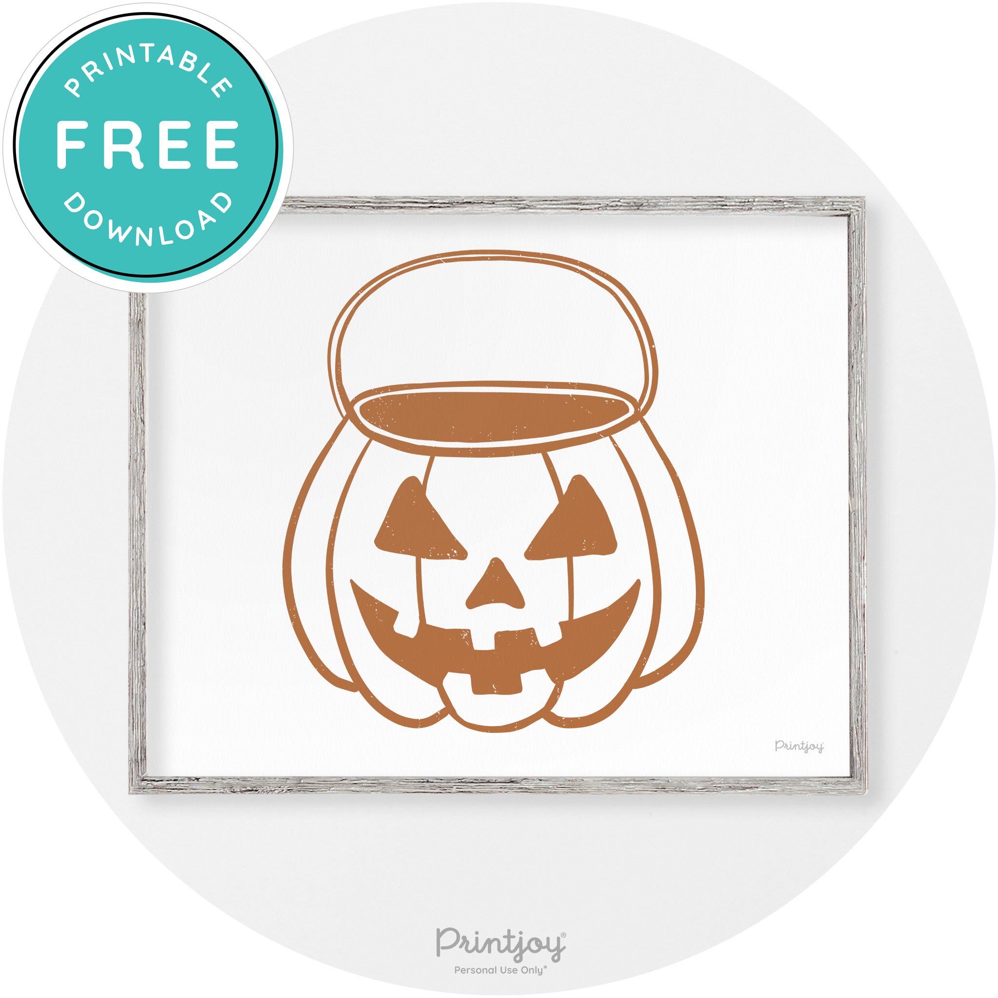 Jack O Lantern Treat Bucket Vintage Halloween Wall Art Free Printable - Printjoy