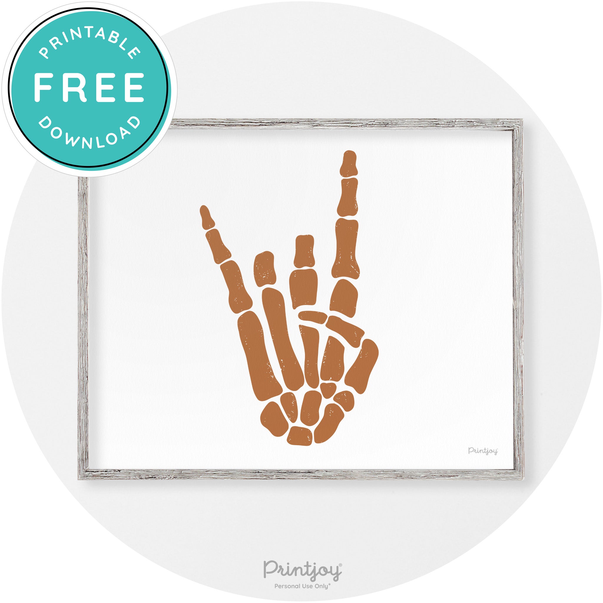 Skeleton Rock On Hand Bones Vintage Halloween Wall Art Free Printable - Printjoy