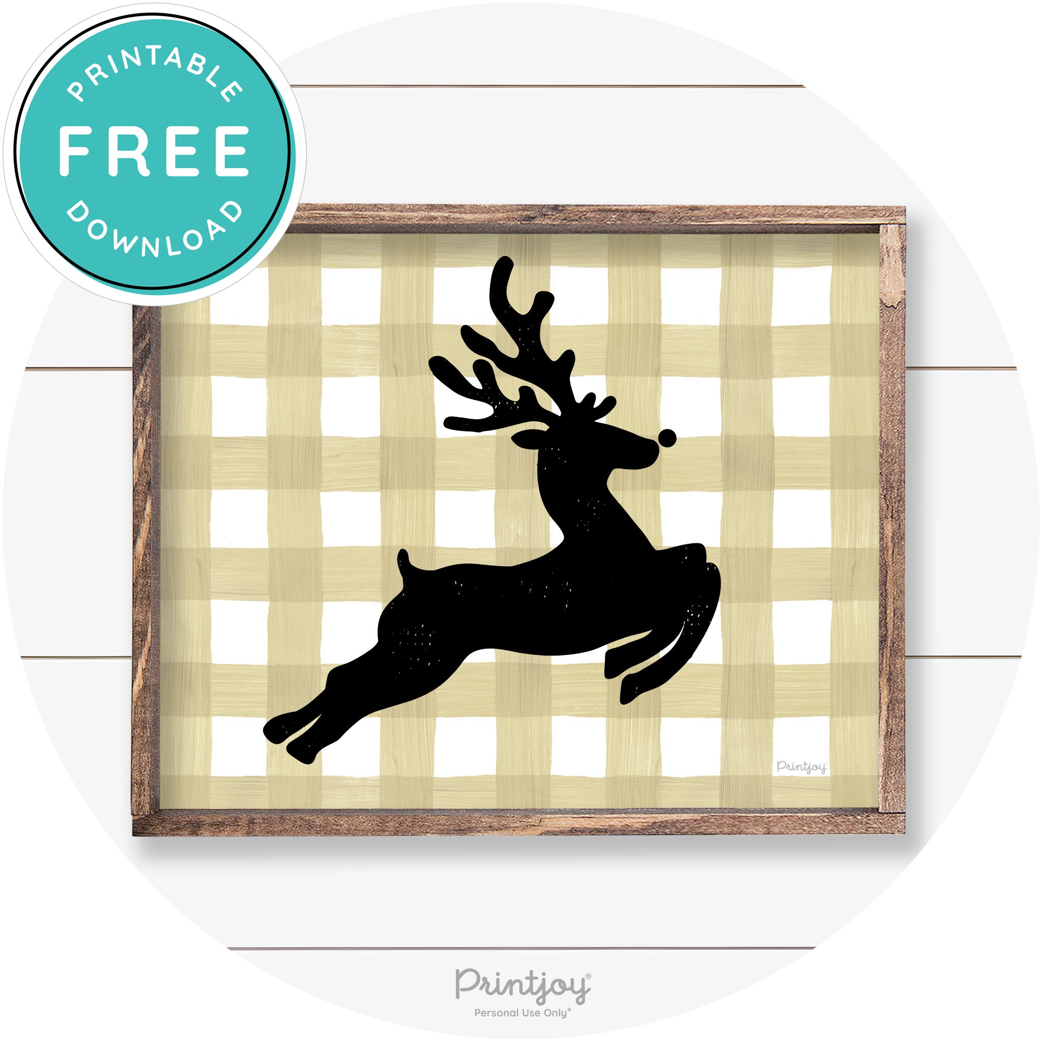Flying Reindeer Silhouette Christmas Farmhouse Wall Art Free Printable - Printjoy