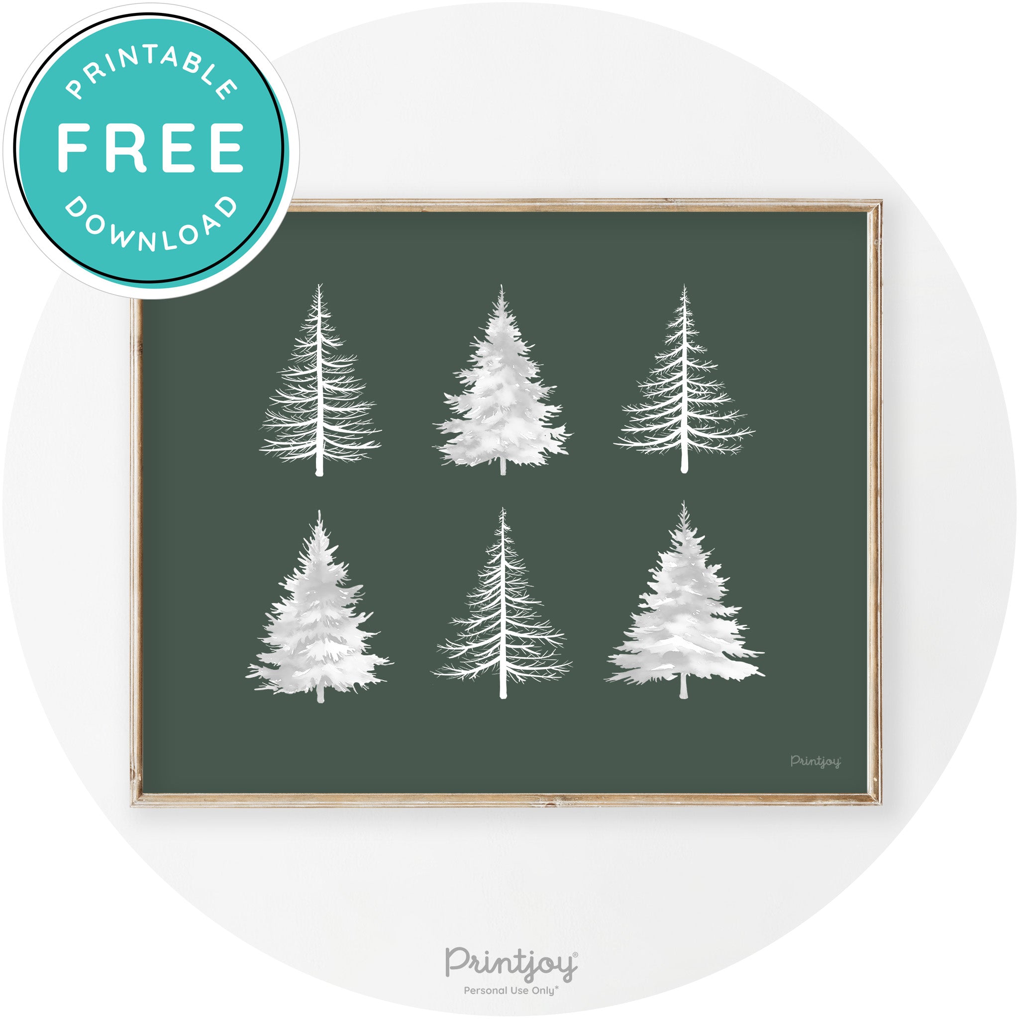 Christmas Trees Silhouette Modern Transitional Wall Art Free Printable - Printjoy