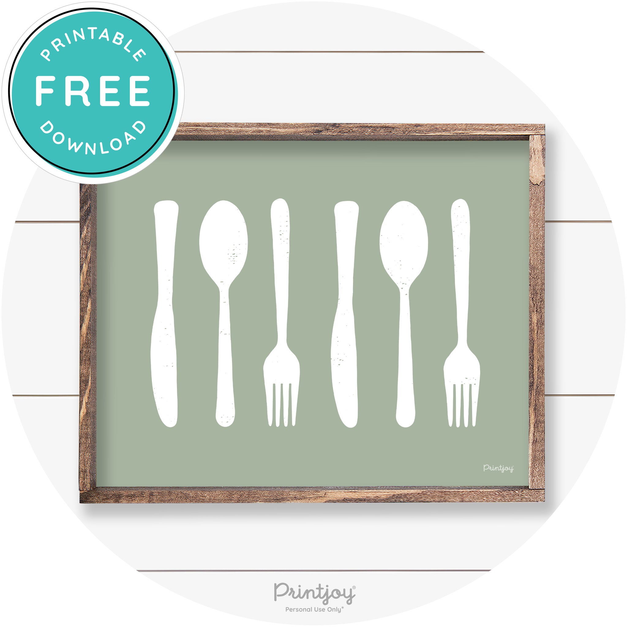 Fork Spoon Knife Pattern Farmhouse Kitchen Wall Art Free Printable