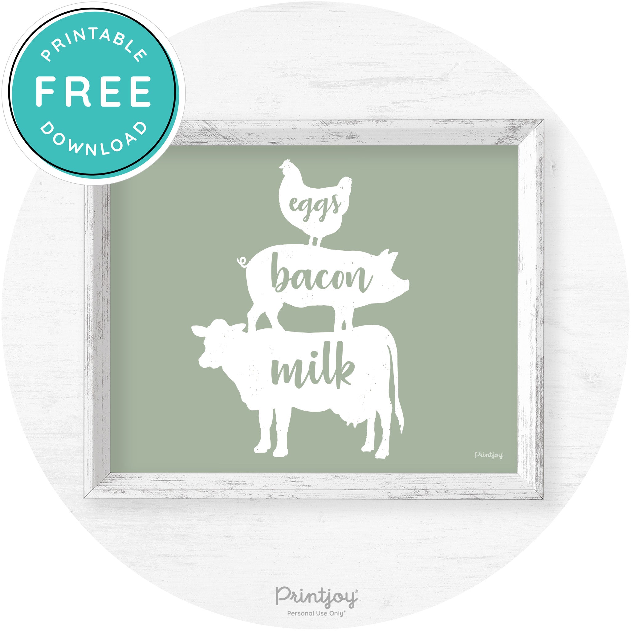 Stacked Farm Animals Eggs Bacon Milk Farmhouse Art Free Printable
