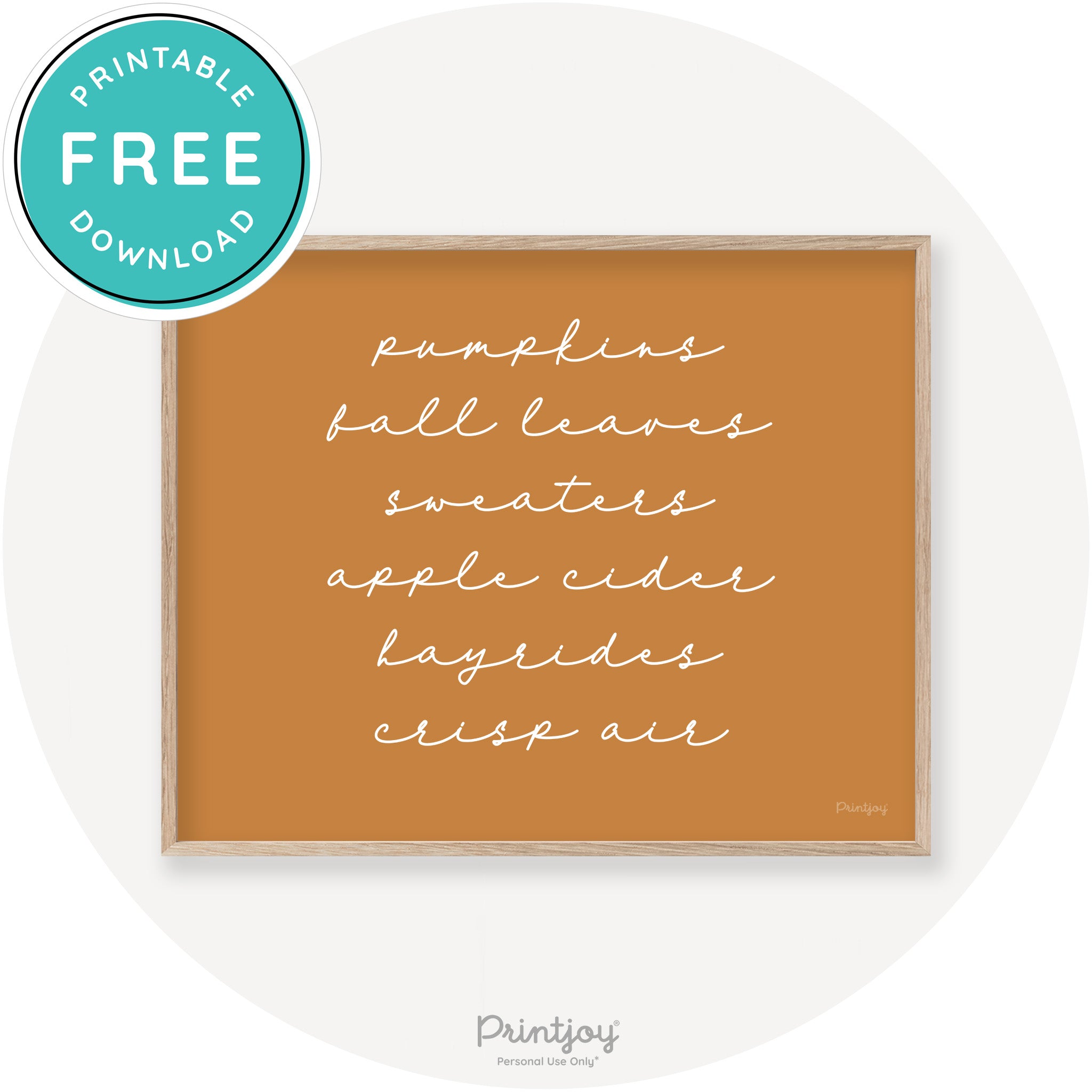 Fall Favorite Things Cute Modern Chic Decor Wall Art Printable