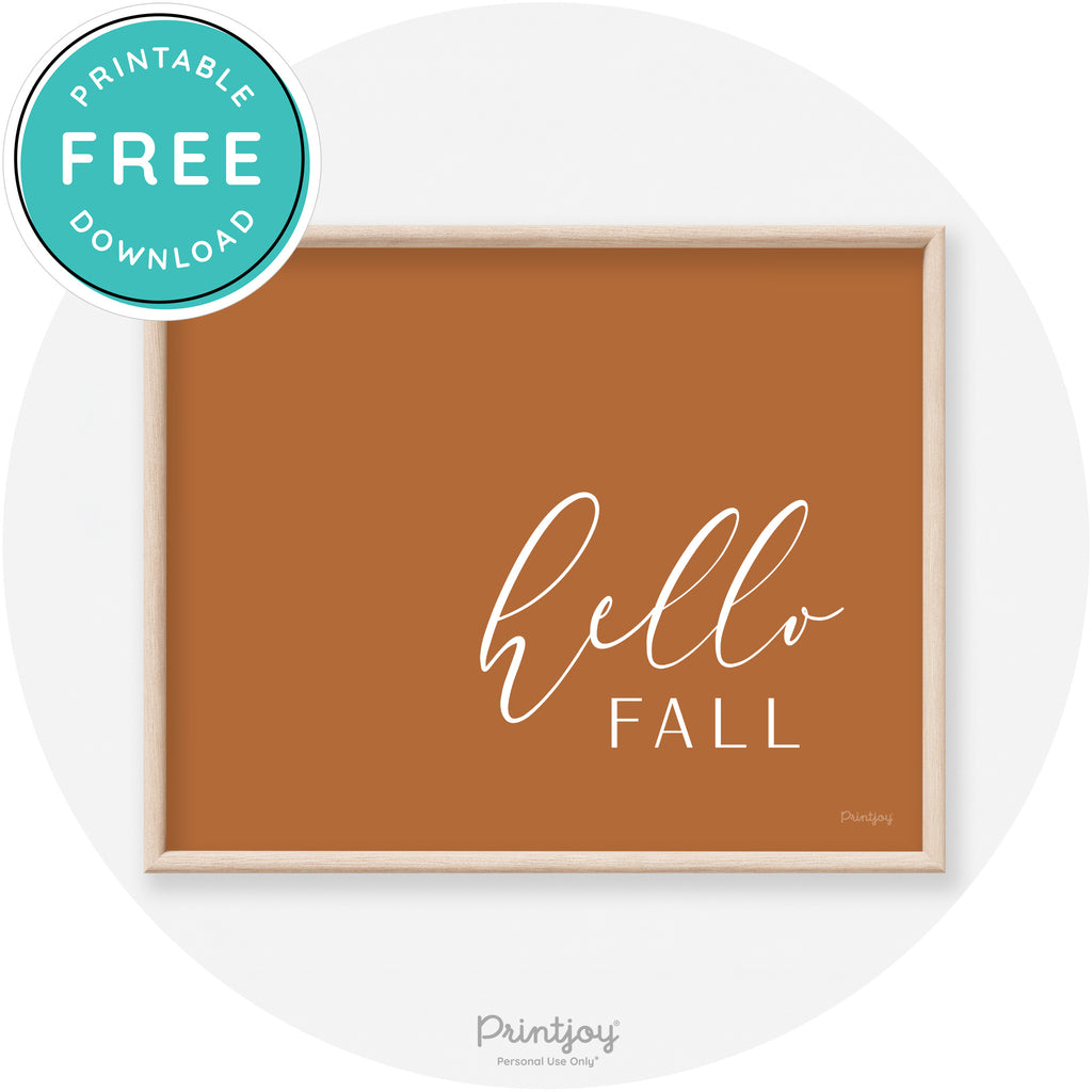 Hello Fall Cursive Modern Transitional Fall Art Decor Free Printable