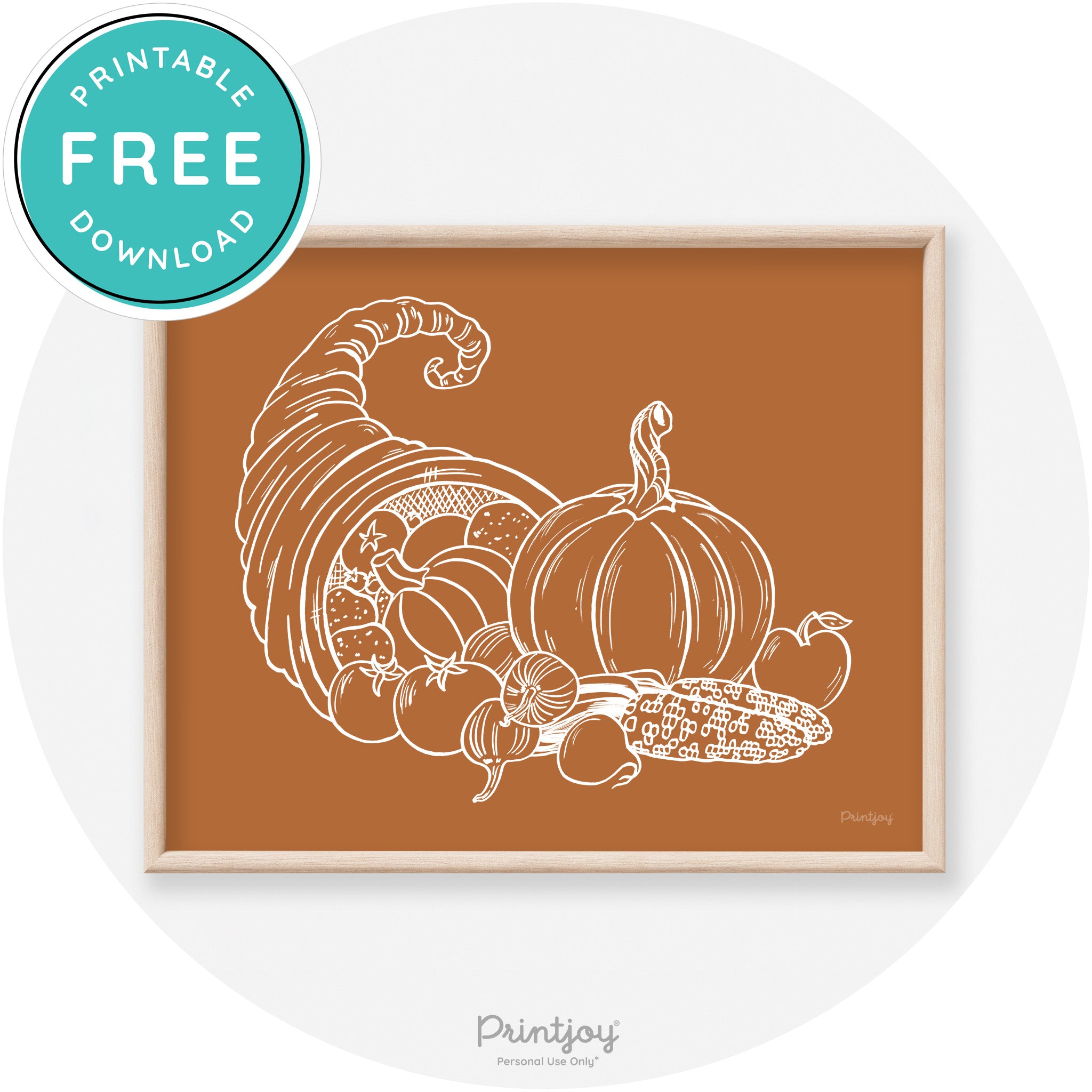 Cornucopia Drawing Thanksgiving Transitional Wall Art Free Printable