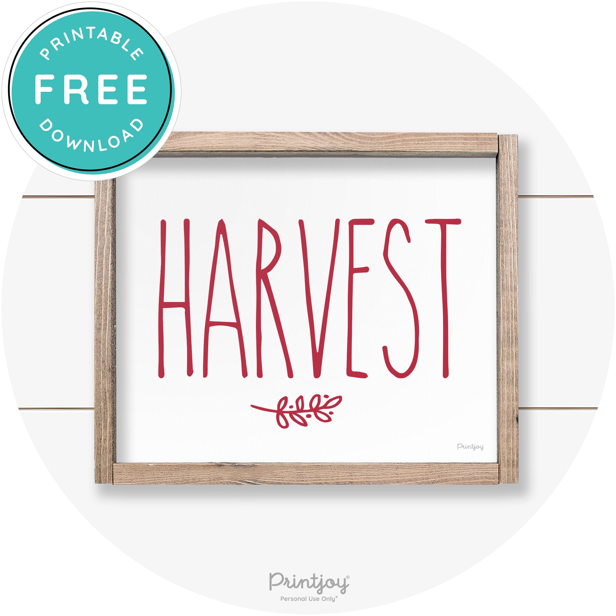 Fall Harvest Tall Letting Cute Farmhouse Wall Art Printable