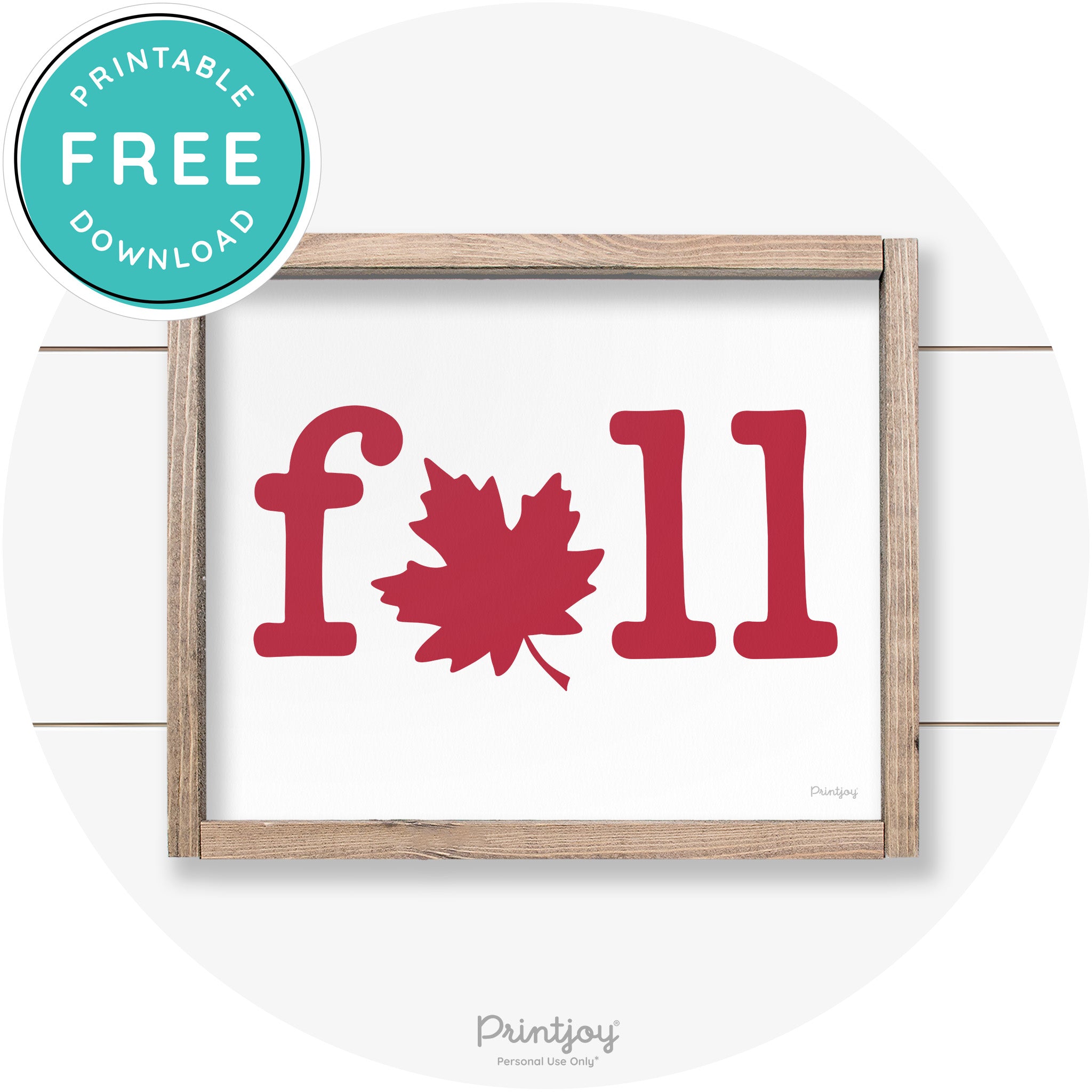 Fall Maple Leaf Cute Modern Farmhouse Wall Art Free Printable