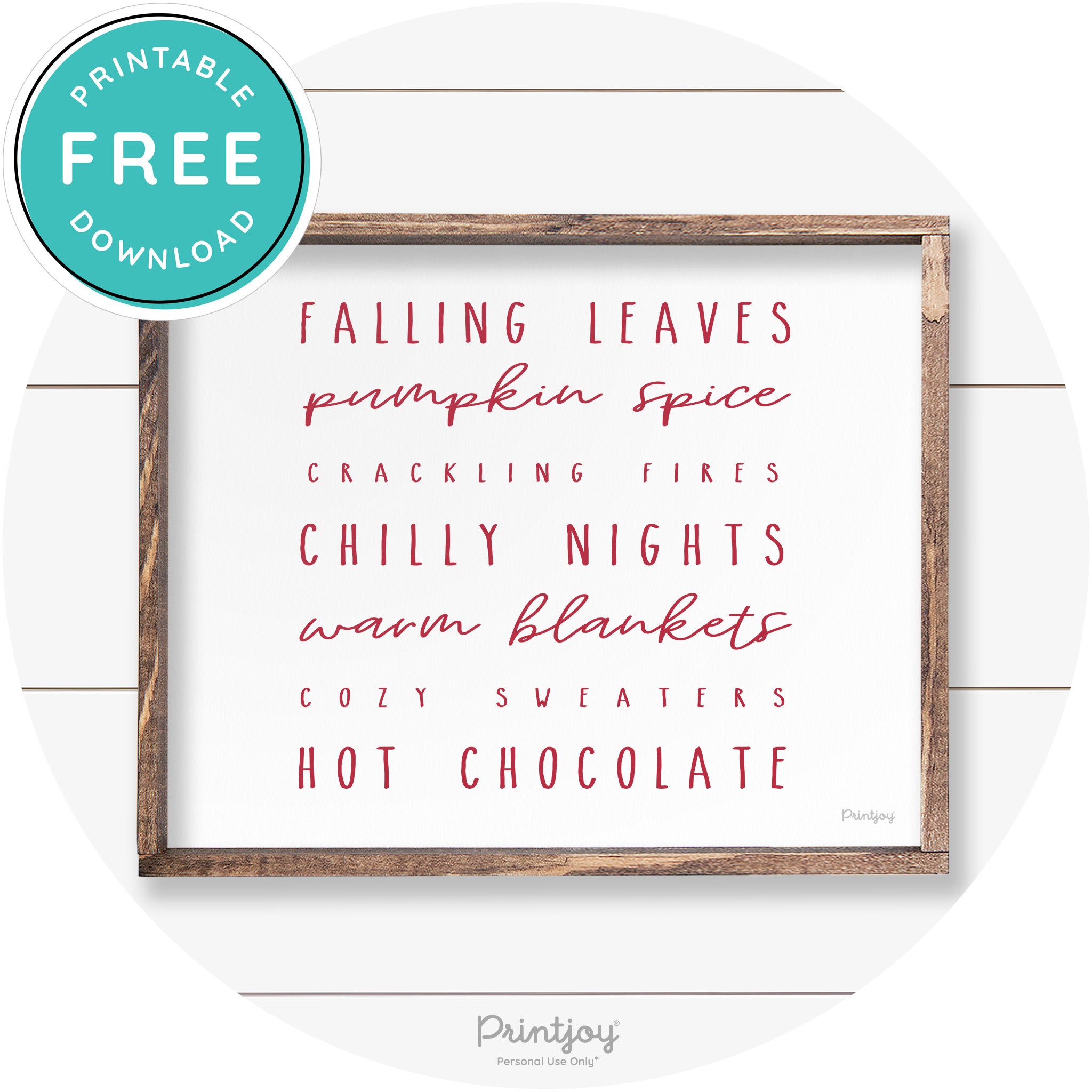 Fall Favorite Things Cute Farmhouse Autumn Wall Art Free Printable