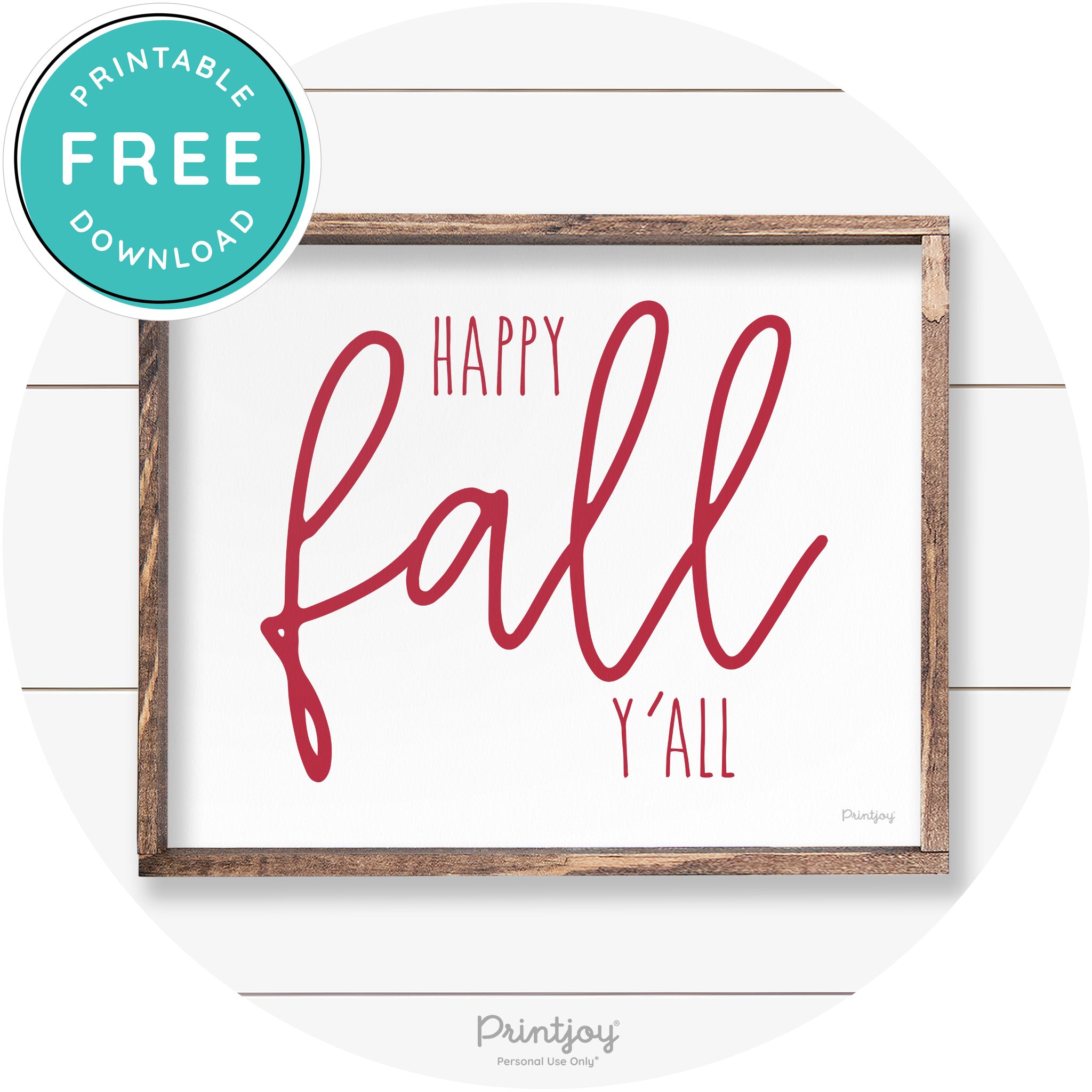 Happy Fall Y'all Cute Farmhouse Autumn Wall Art Decor Free Printable