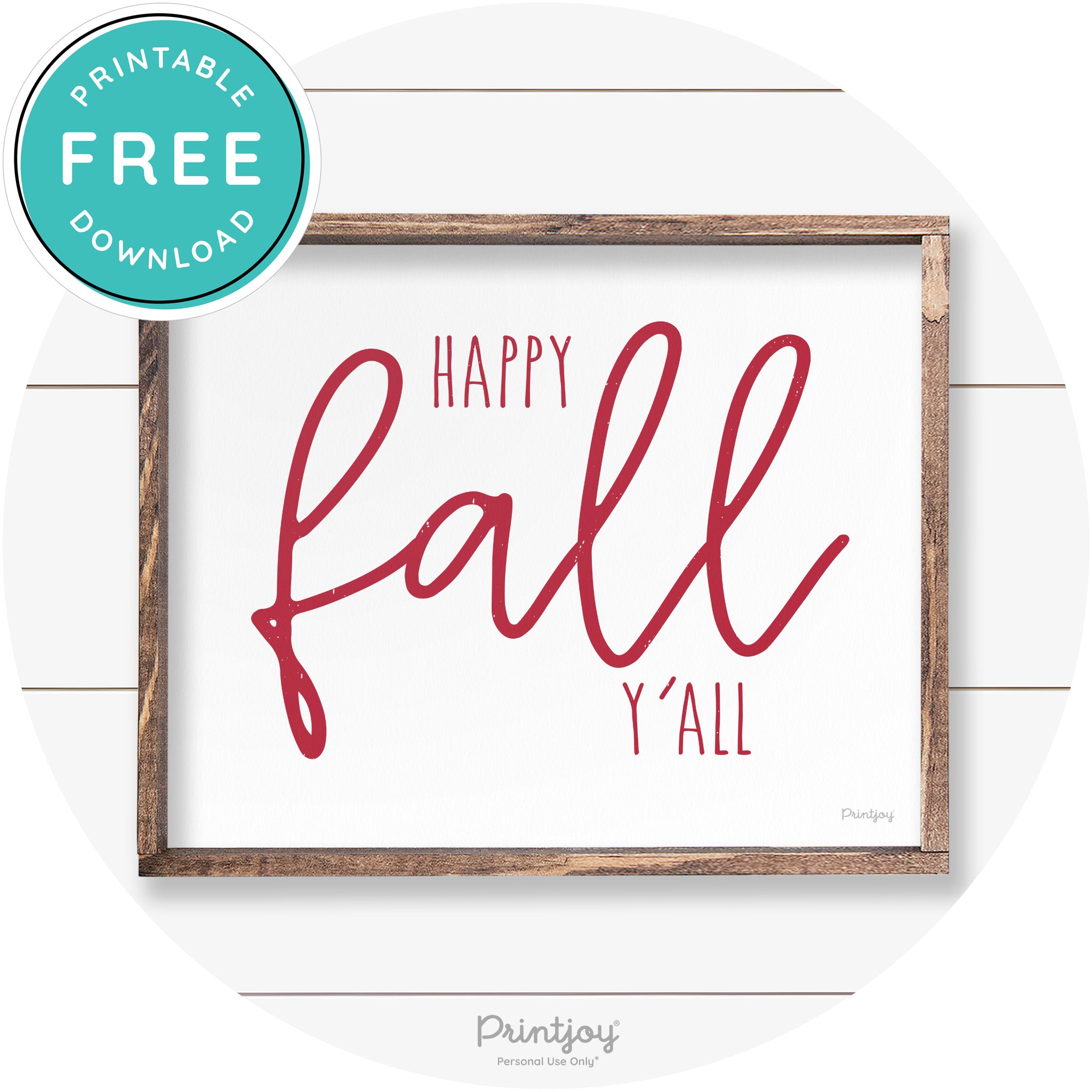 Happy Fall Y'all Cute Farmhouse Autumn Wall Art Decor Free Printable - Printjoy