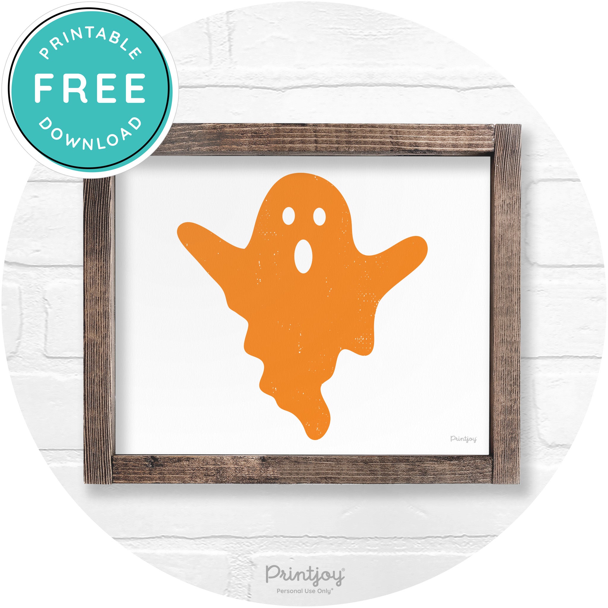Halloween Cute Ghost Rustic Farmhouse Wall Art Free Printable - Printjoy