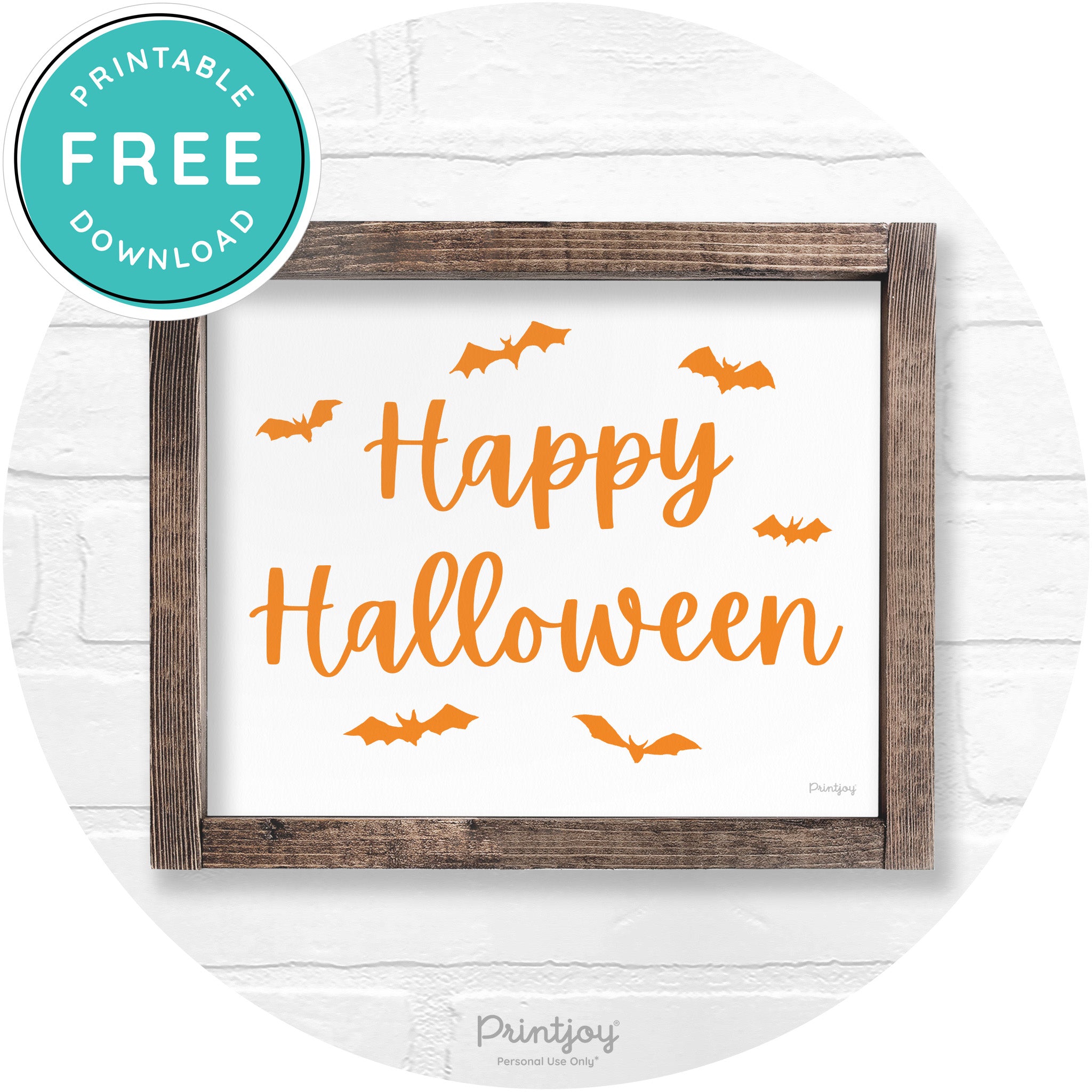 Happy Halloween Bats Rustic Farmhouse Wall Art Printable