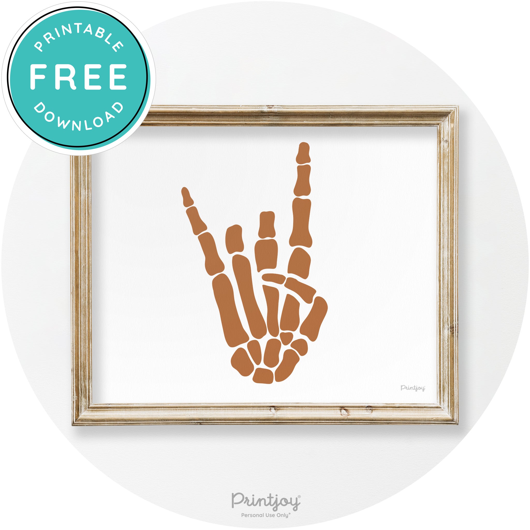Skeleton Rock On Hand Bones Vintage Halloween Wall Art Free Printable