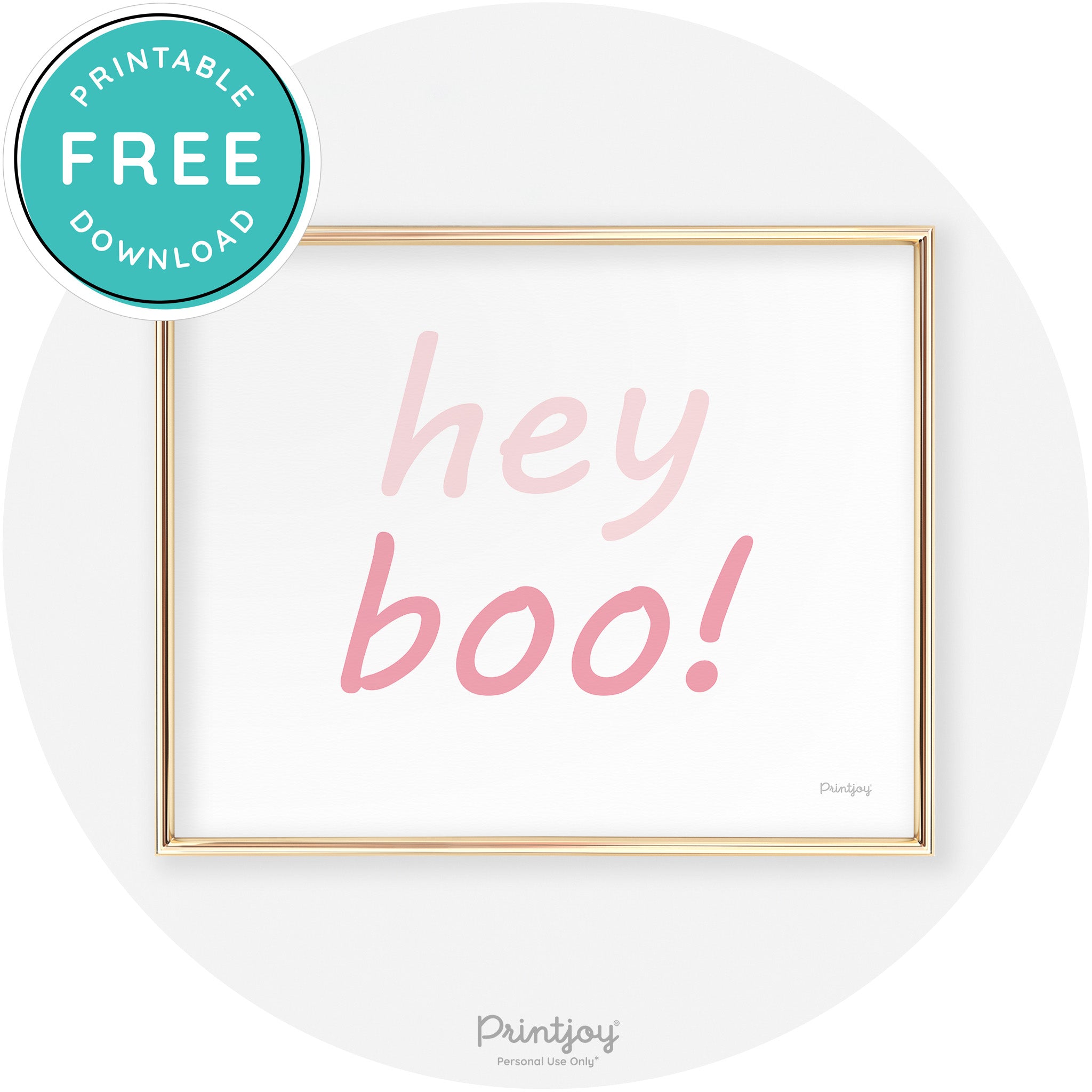 Hey Boo Fun Cute Chic Halloween Sign Wall Art Decor Free Printable - Printjoy