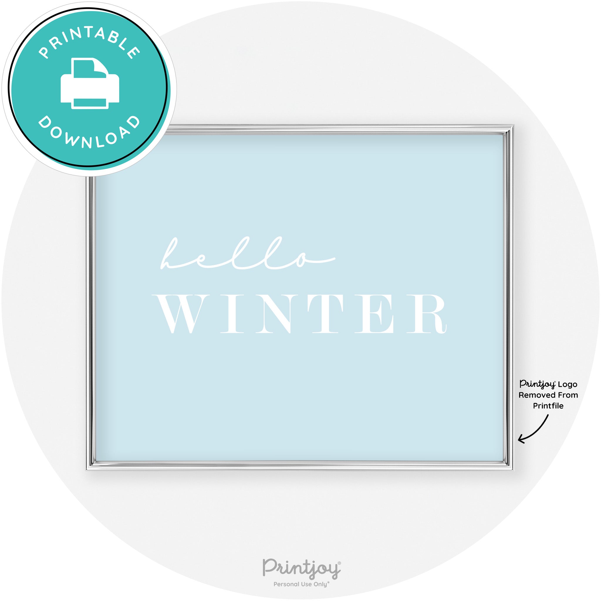 Hello Winter Cute Seasonal Modern Chic Wall Art Decor Free Printable