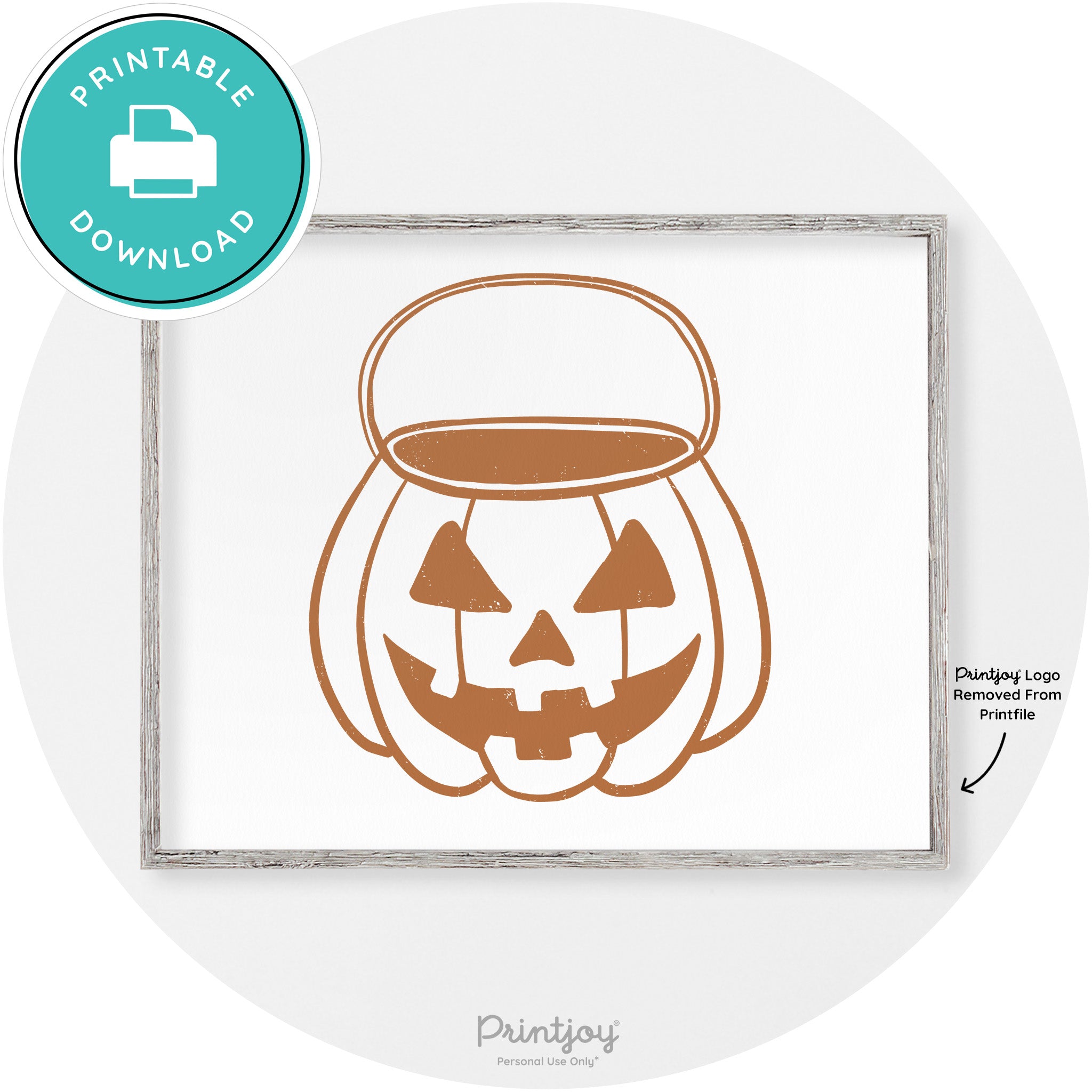 Jack O Lantern Treat Bucket Vintage Halloween Wall Art Free Printable - Printjoy