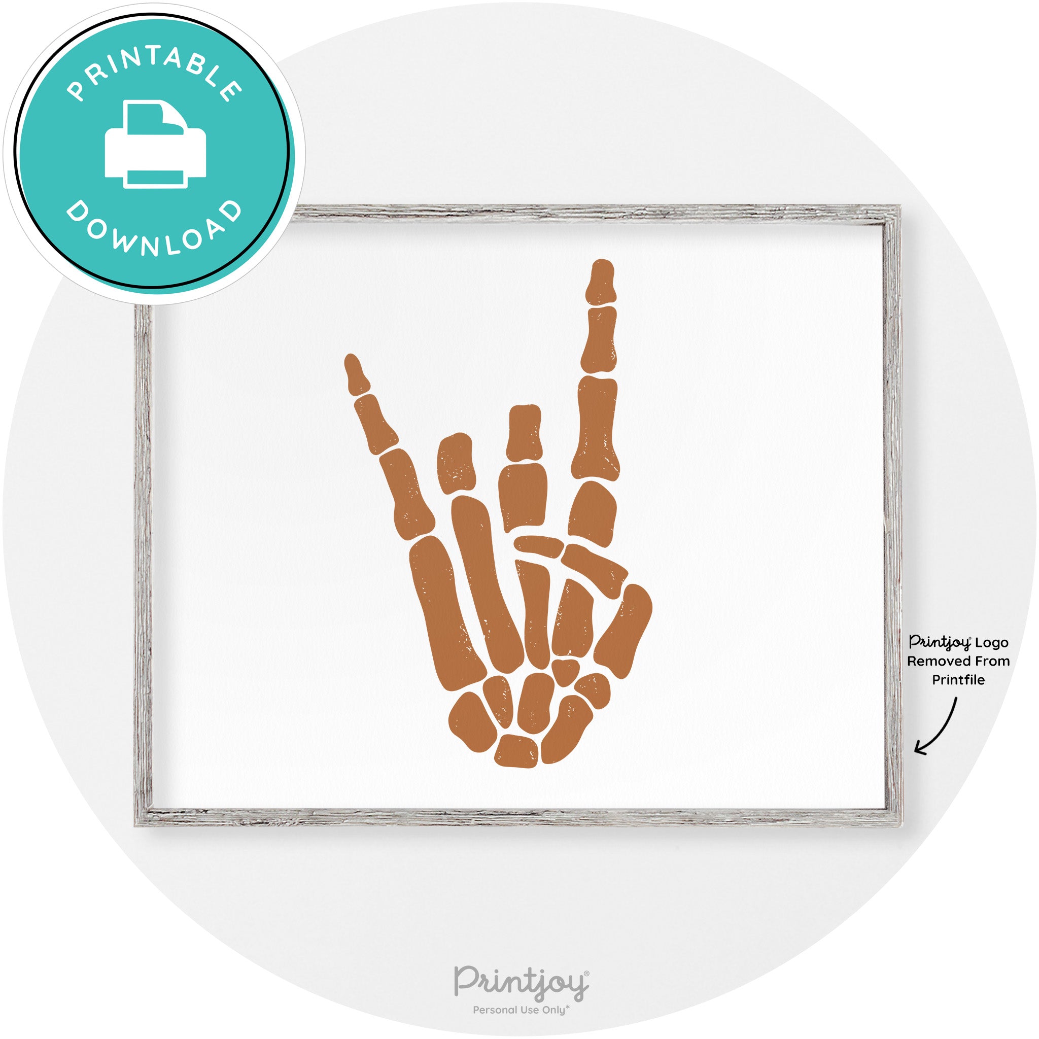Skeleton Rock On Hand Bones Vintage Halloween Wall Art Free Printable - Printjoy