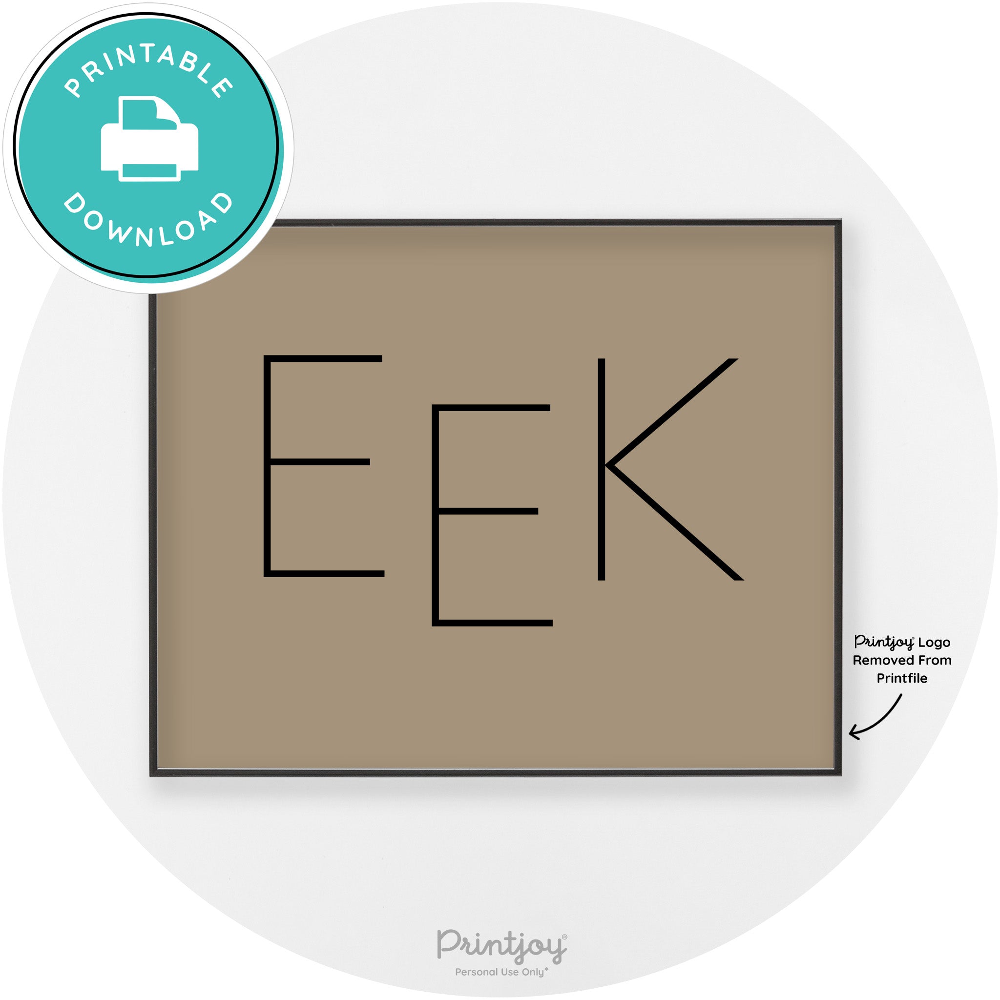 Eek Halloween Modern Chic Lettering Wall Art Decor Free Printable