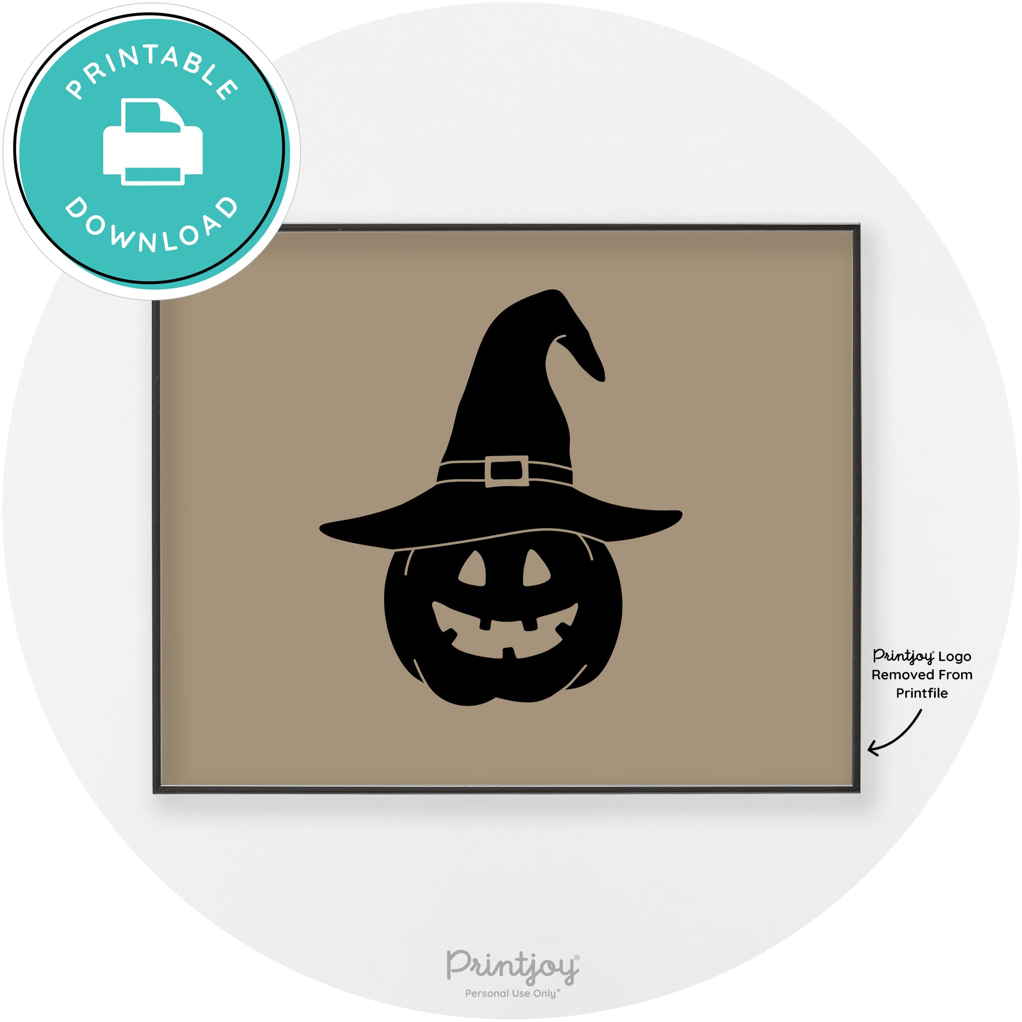 Halloween Cute Witch Jack O Lantern Chic Wall Art Printable