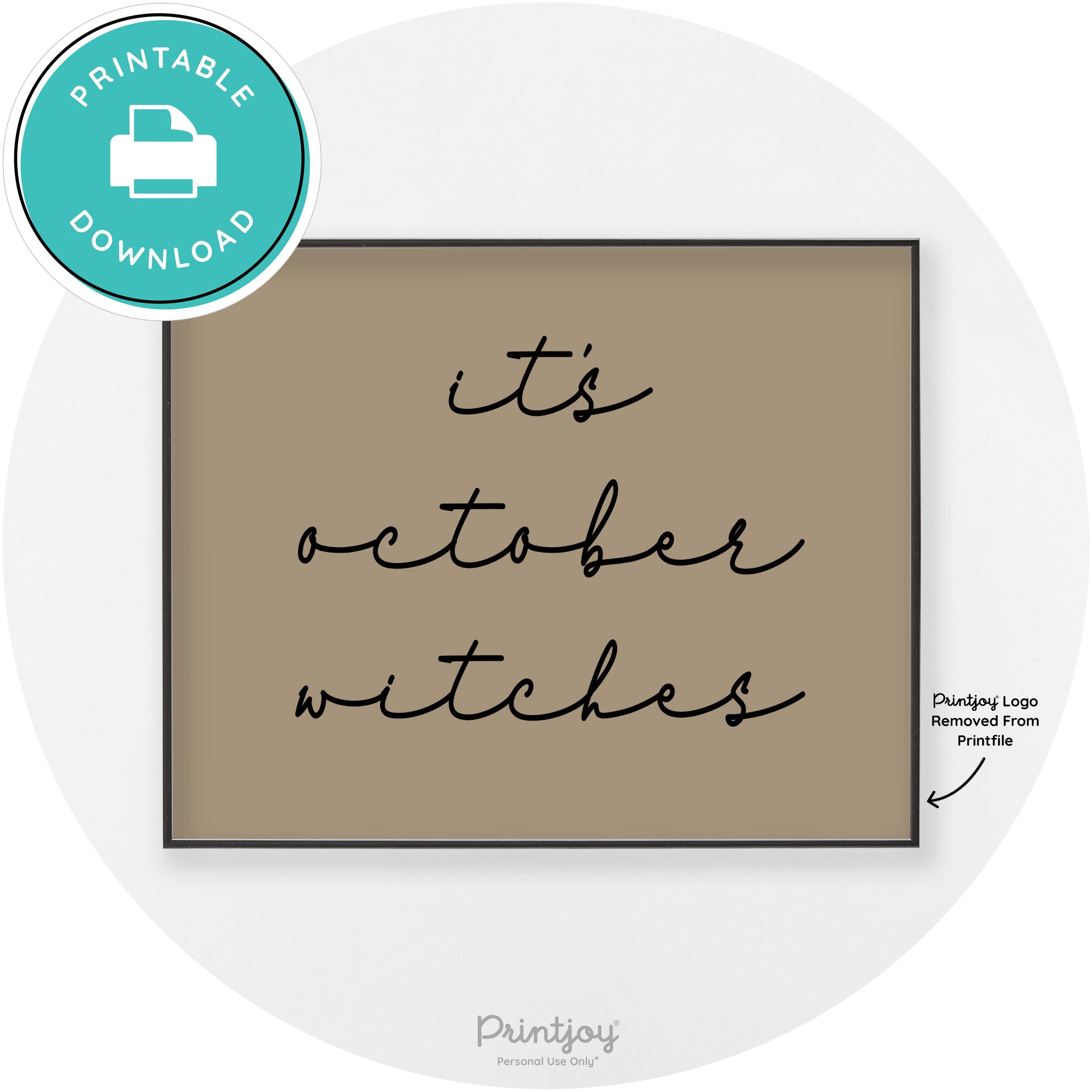 It's October Witches Halloween Modern Chic Wall Art Free Printable