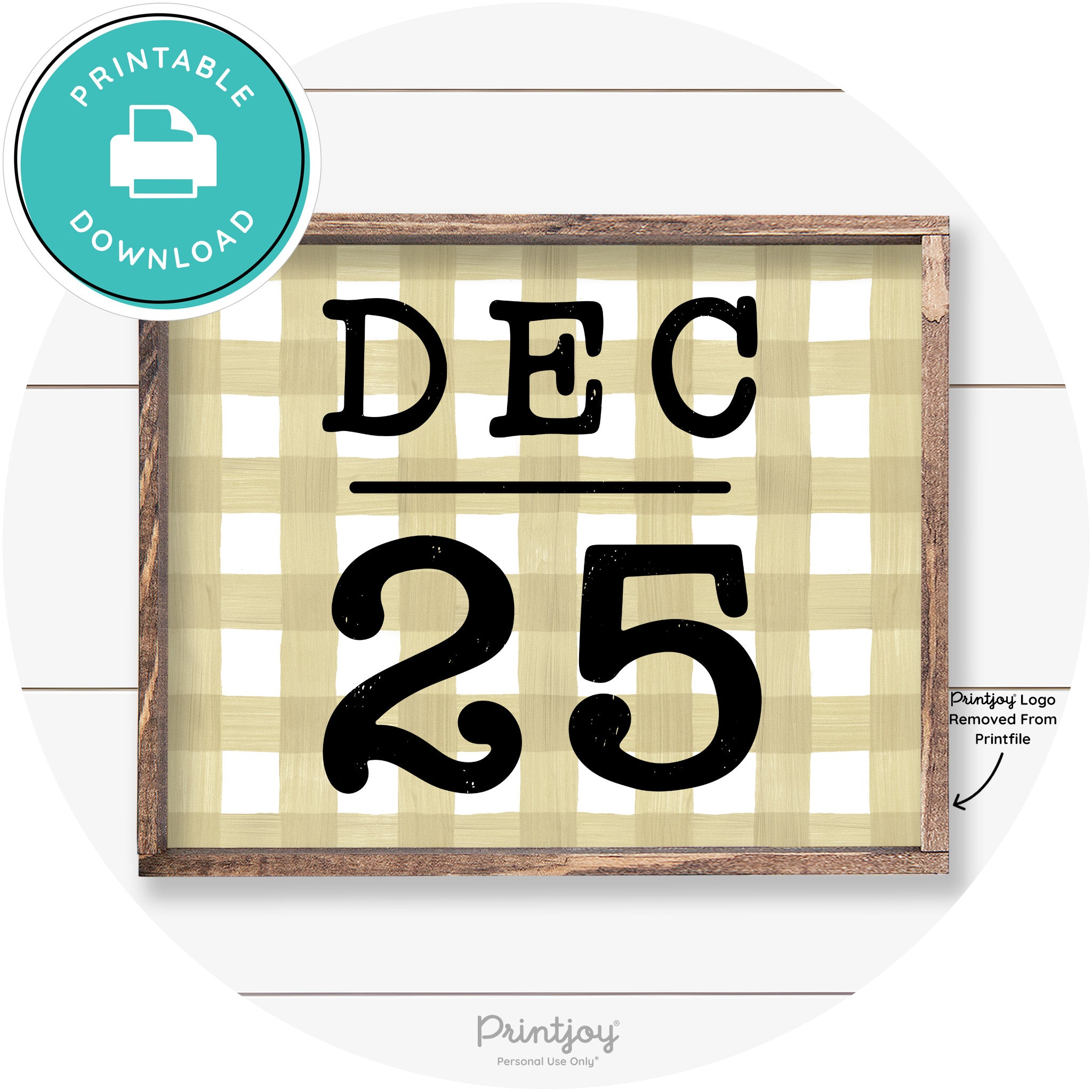 Dec 25 Christmas Rustic Farmhouse Wall Art Decor Free Printable