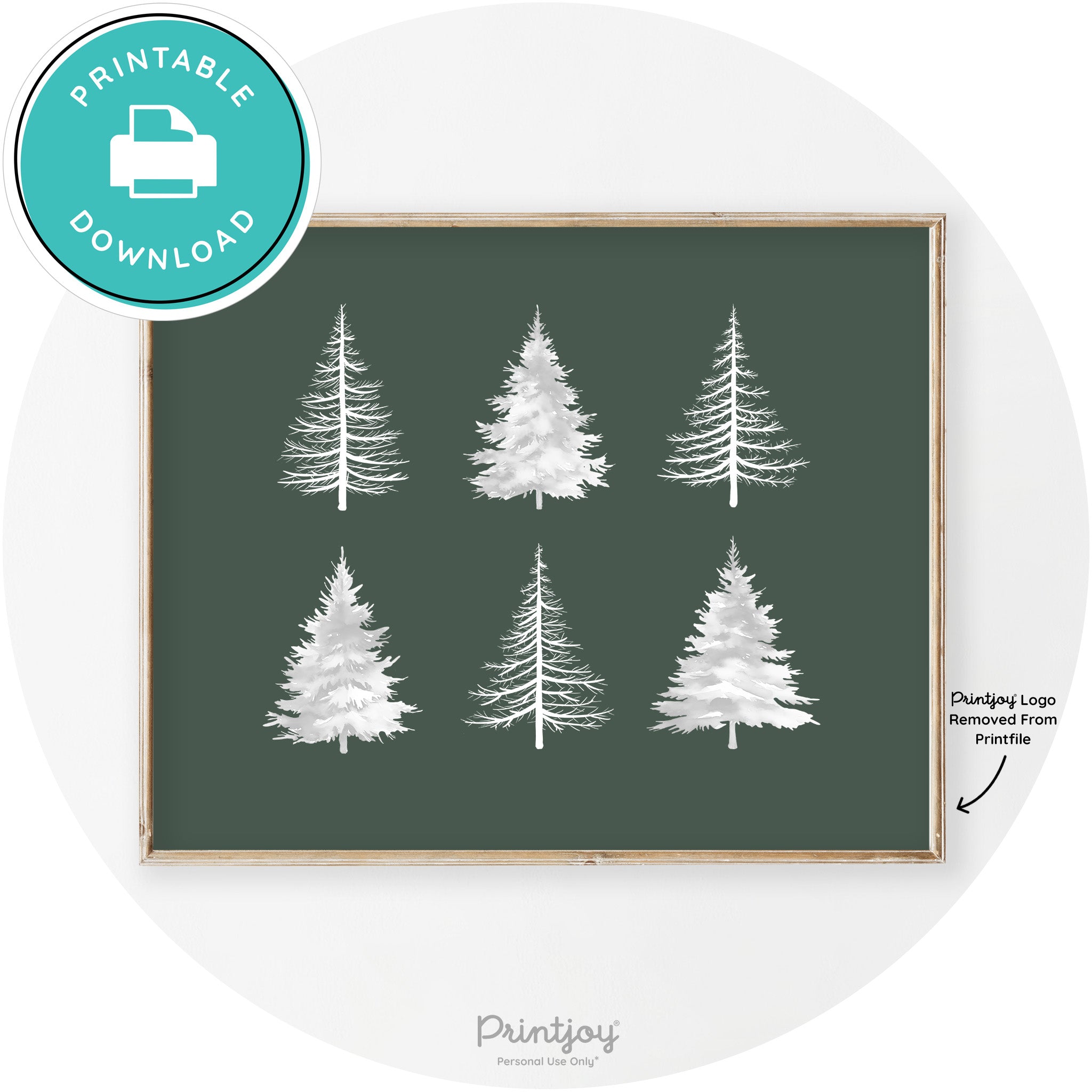 Christmas Trees Silhouette Modern Transitional Wall Art Free Printable - Printjoy