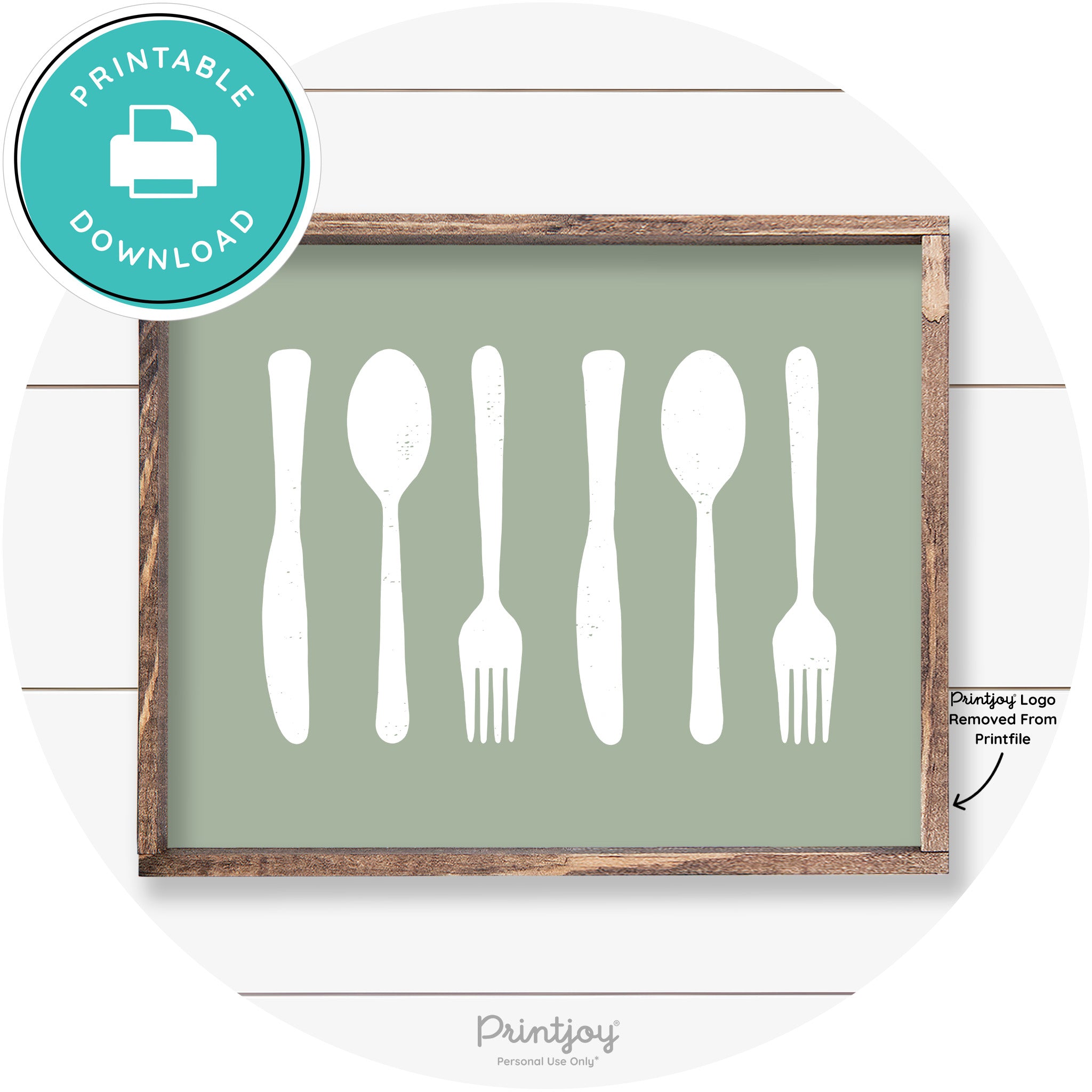 Fork Spoon Knife Pattern Farmhouse Kitchen Wall Art Free Printable