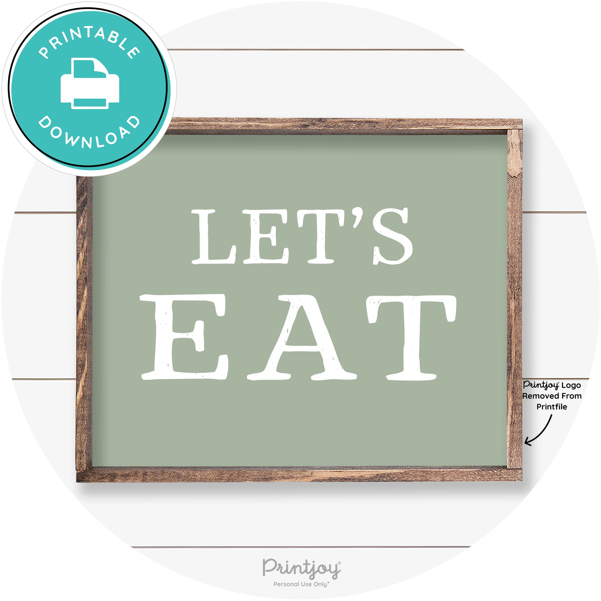 Let's Eat Kitchen Sign Rustic Farmhouse Wall Art Decor Free Printable