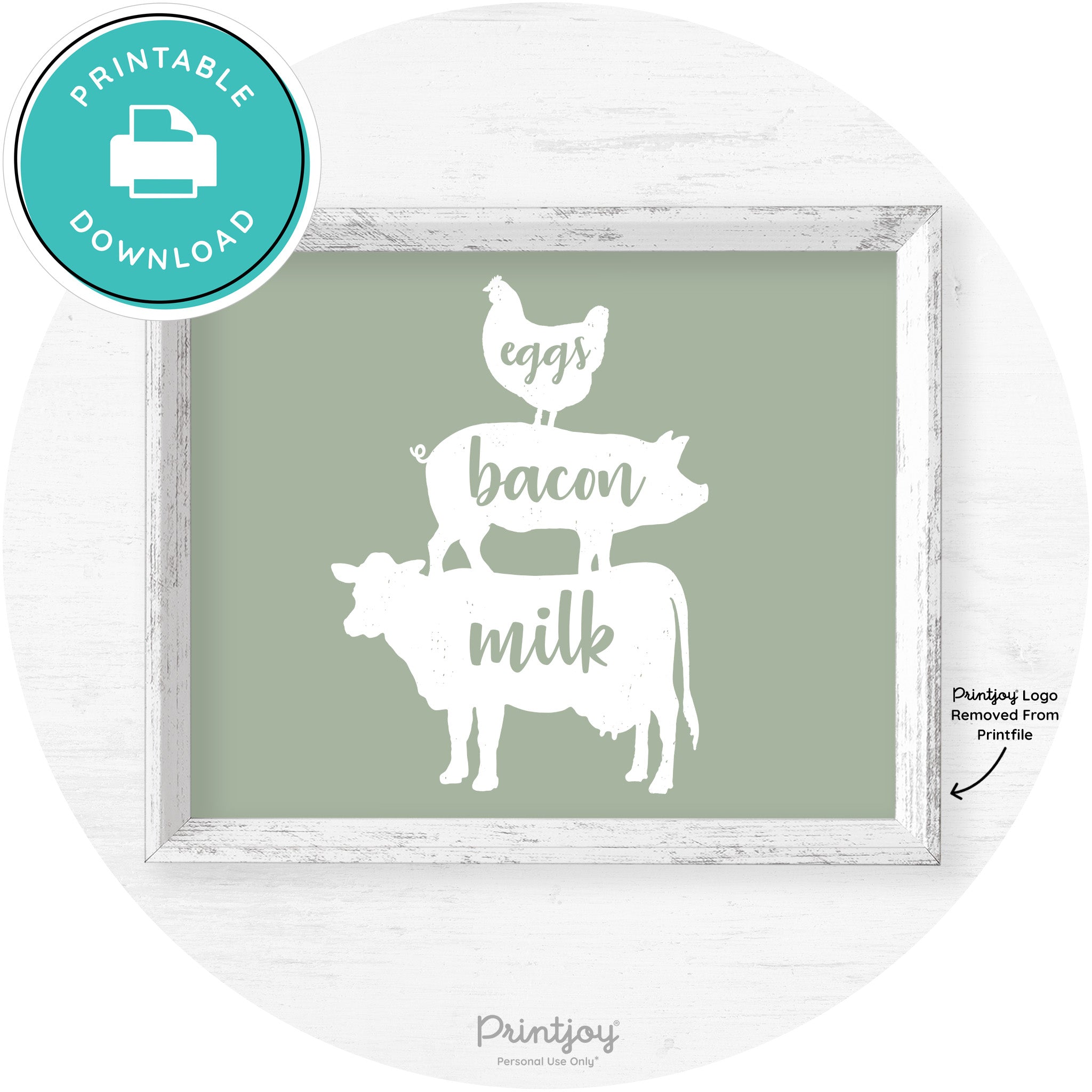 Stacked Farm Animals Eggs Bacon Milk Farmhouse Art Free Printable