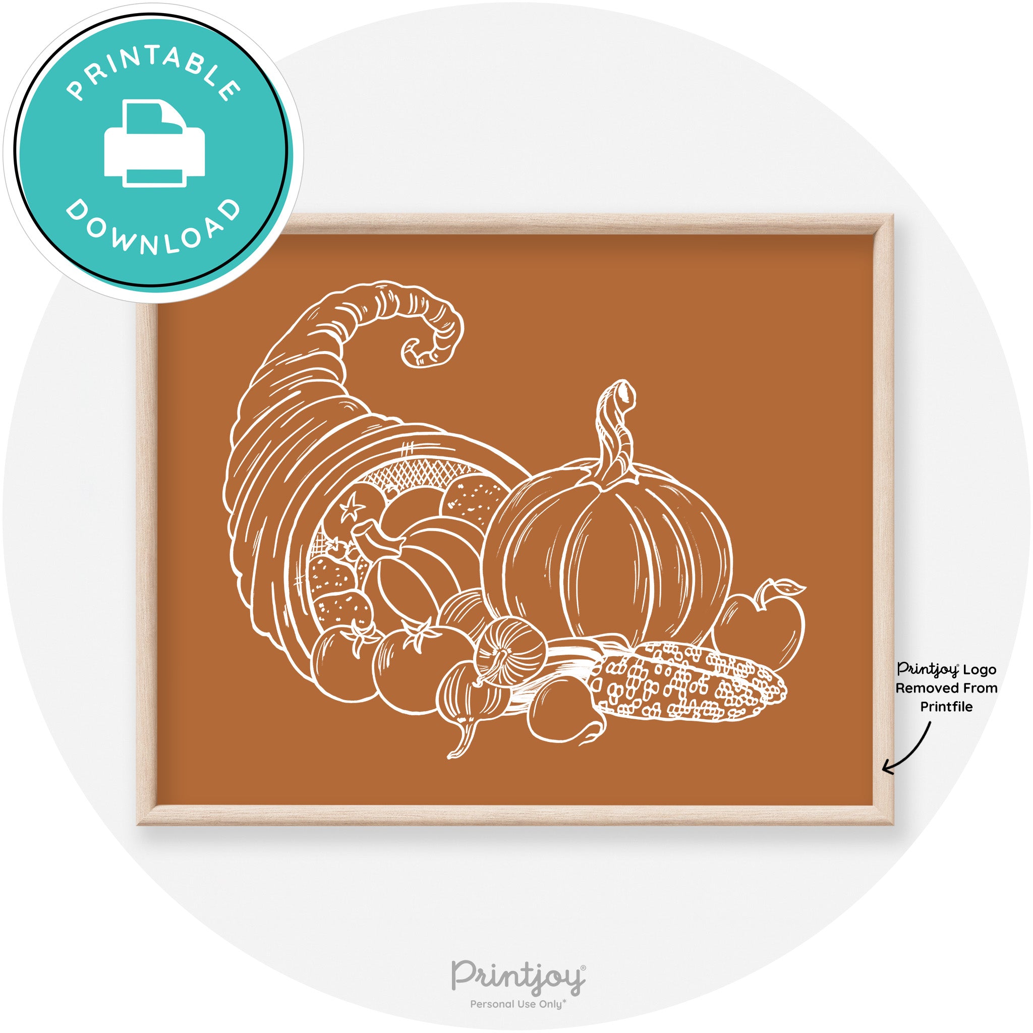 Cornucopia Drawing Thanksgiving Transitional Wall Art Free Printable