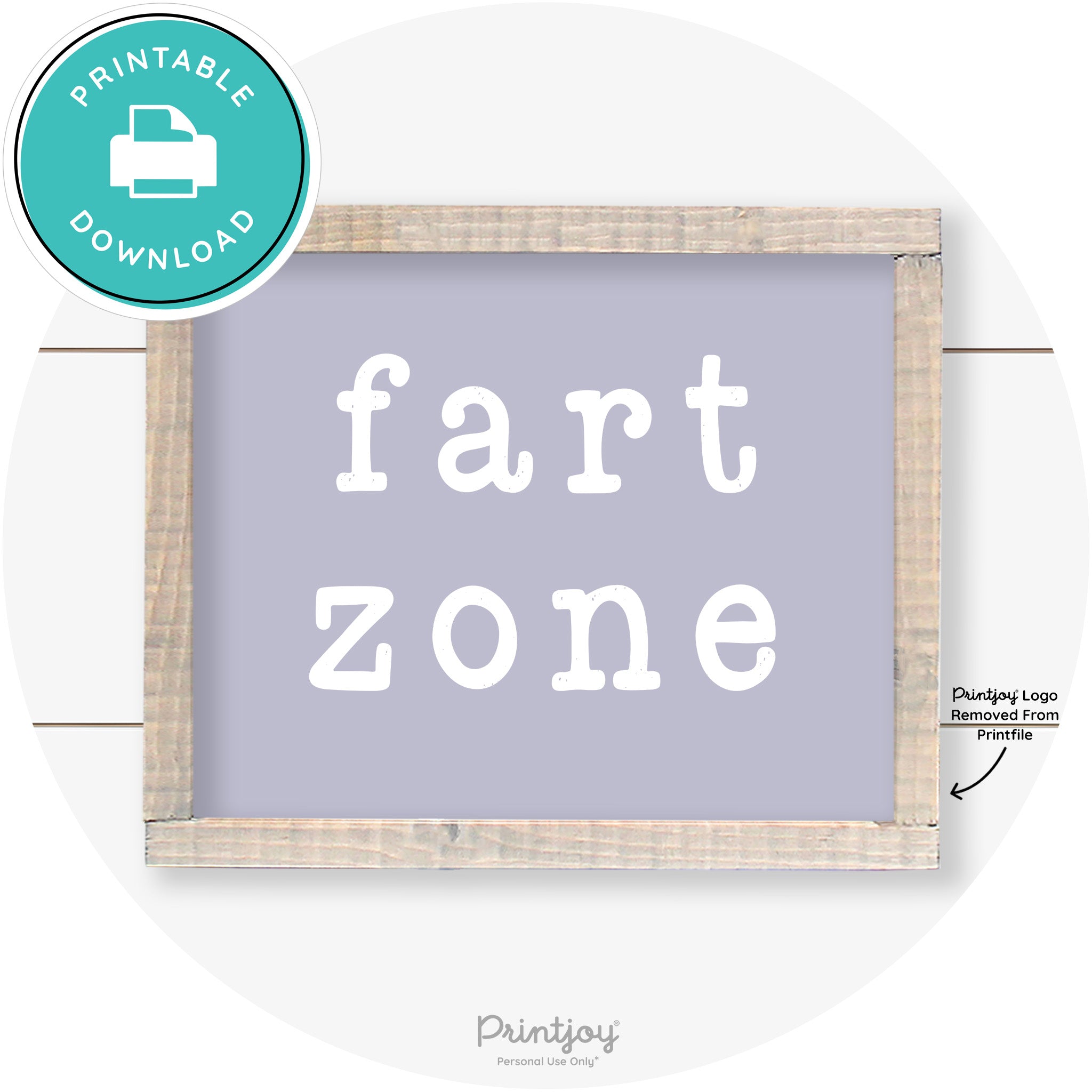 Fart Zone Funny Farmhouse Bathroom Wall Art Decor Free Printable