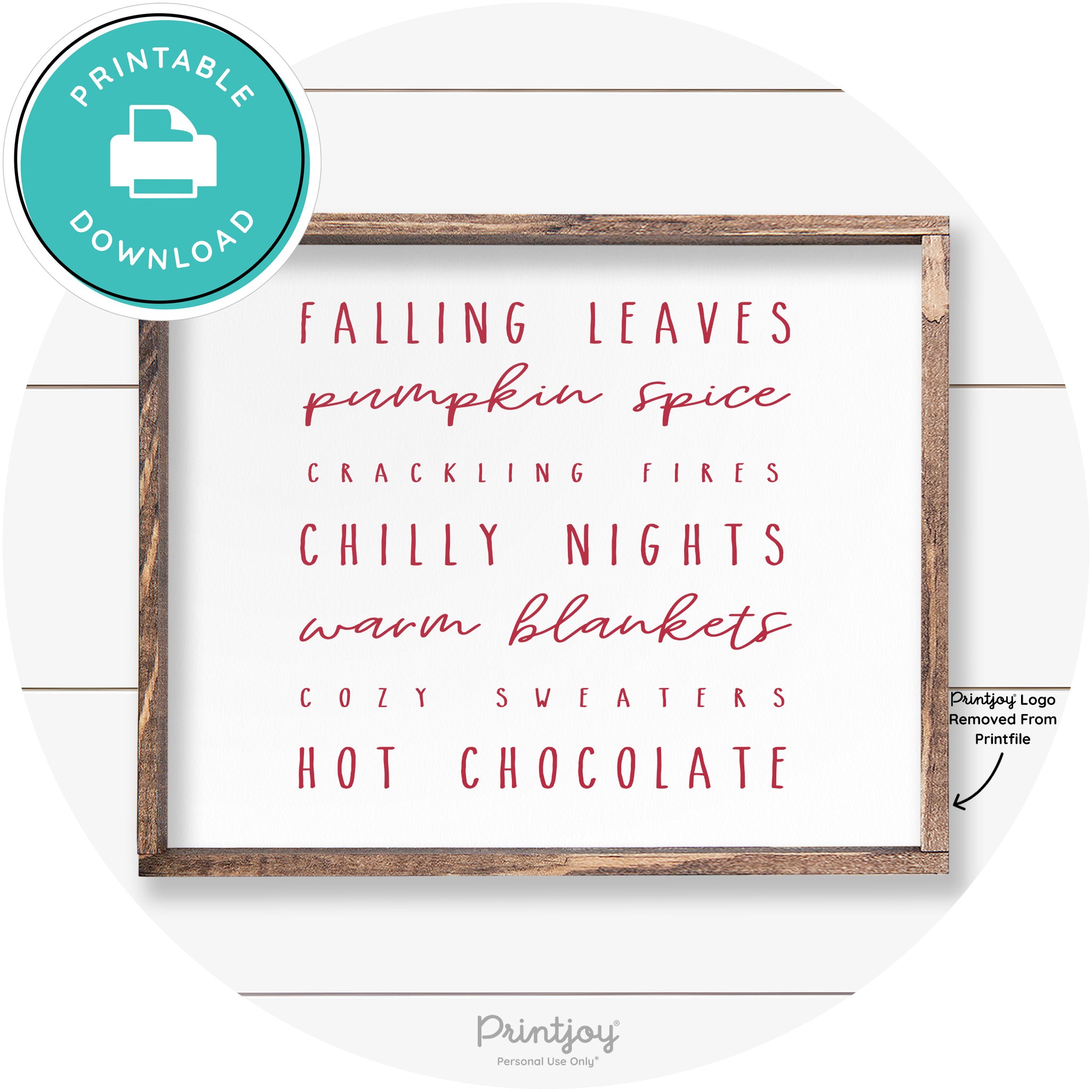 Fall Favorite Things Cute Farmhouse Autumn Wall Art Free Printable