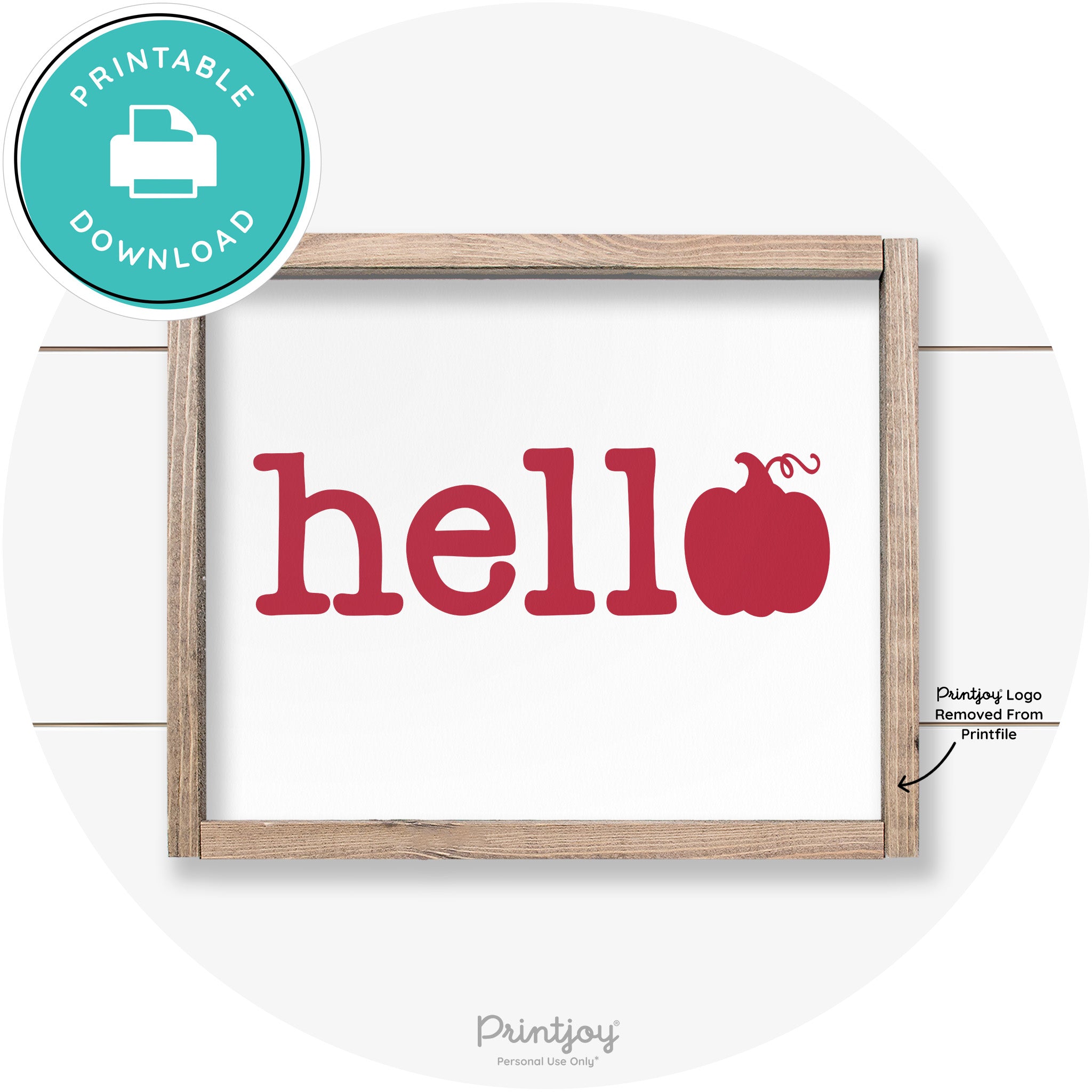 Hello Pumpkin Fall Autumn Cute Farmhouse Wall Art Free Printable